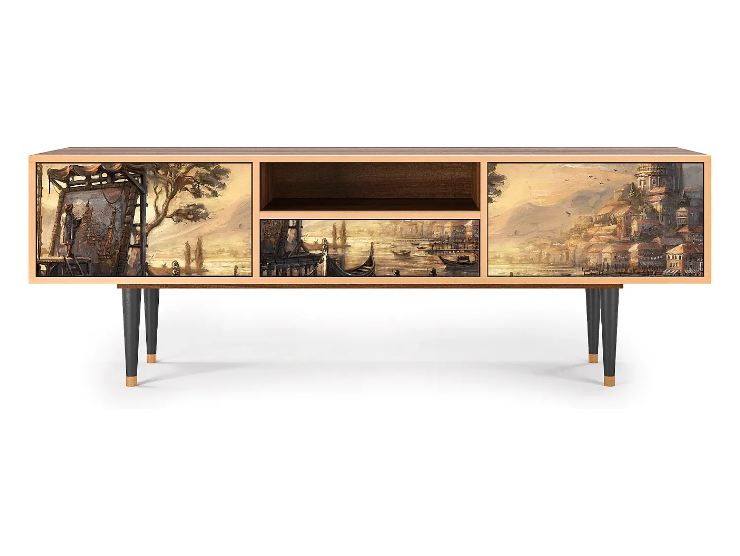 Móvel De Tv| Mueble de TV - 170х59х41 cm - T6 - Venice, Nogueira Castanho