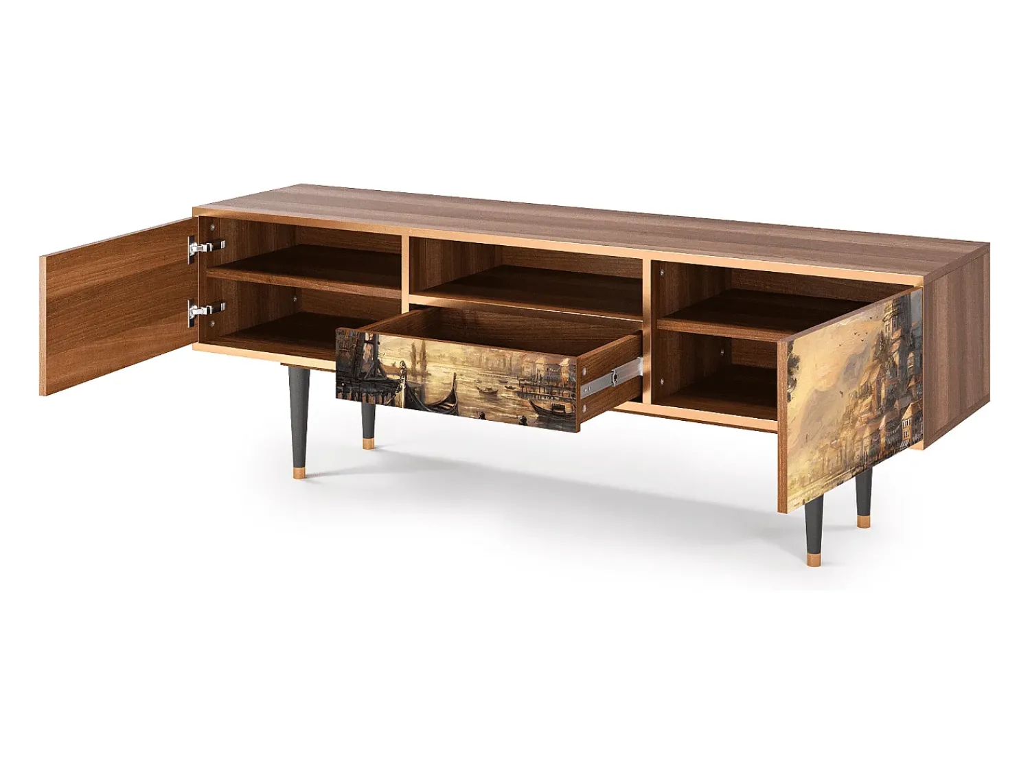 Móvel De Tv| Mueble de TV - 170х59х41 cm - T6 - Venice, Nogueira Castanho