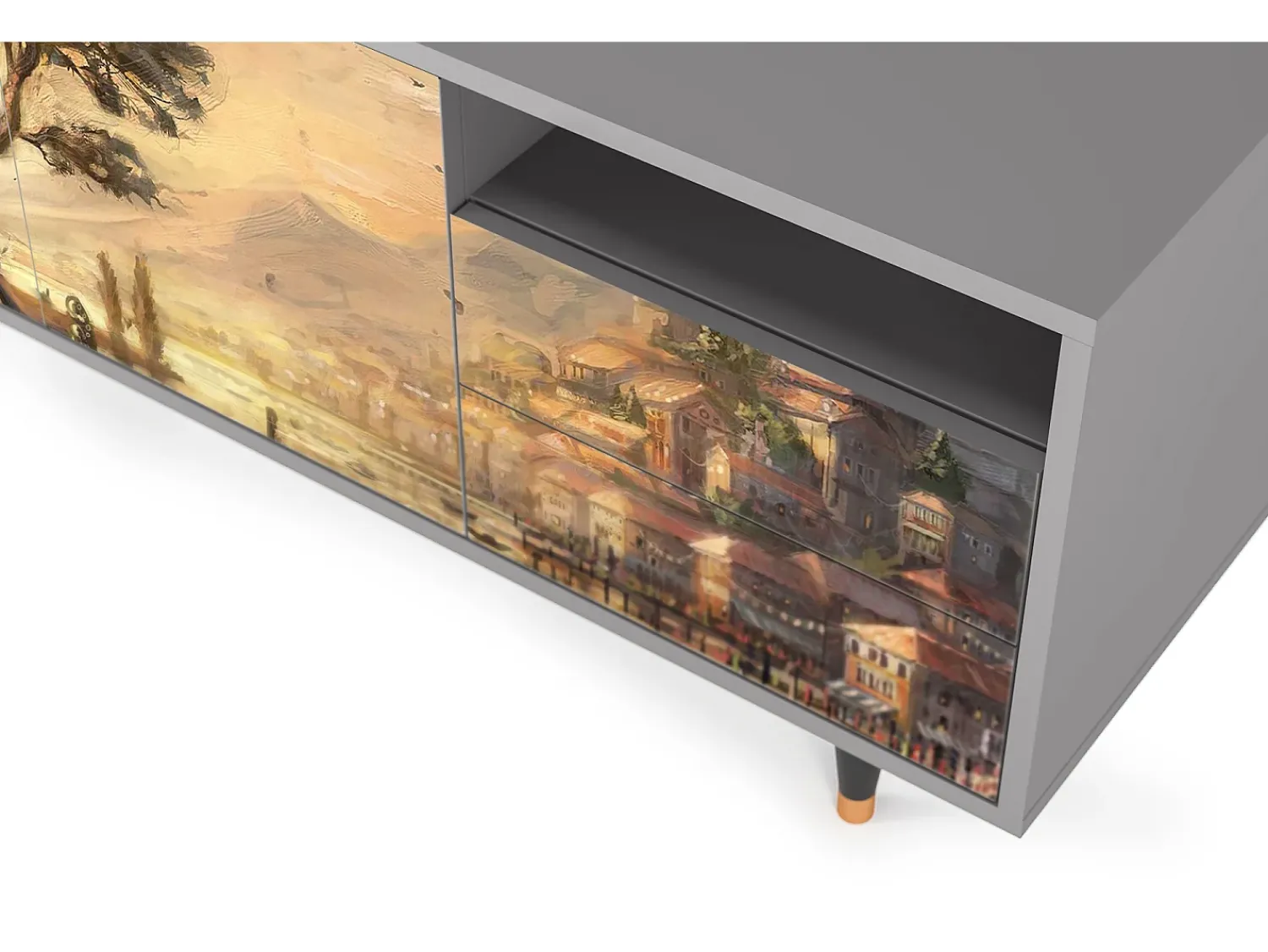 Móvel De Tv| Mueble de TV - 125х56х41 cm - T7 - Venice, Cinza Cinzento