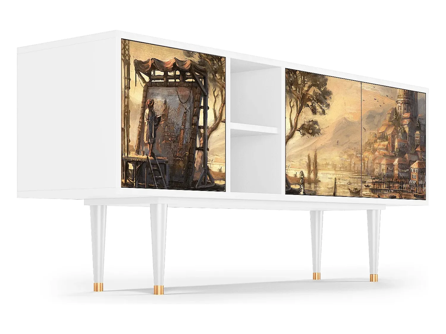 Hot Mueble de TV - 150х69х41 cm - T5 - Venice, Branco Bege