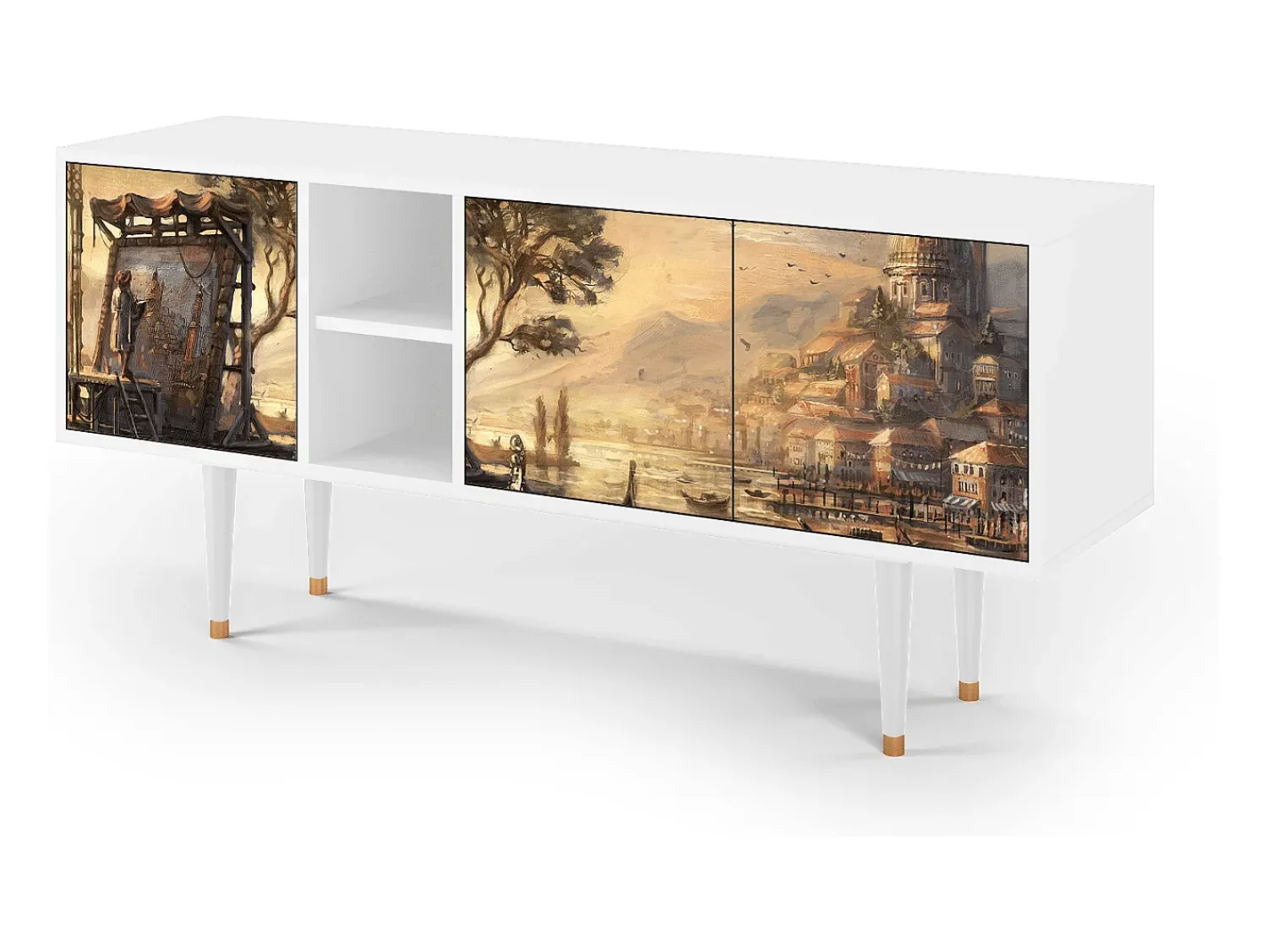 Hot Mueble de TV - 150х69х41 cm - T5 - Venice, Branco Bege