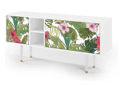 Móvel De Tv| Mueble de TV - 150х69х41 cm - T5 - Verdant Tropics, Branco Bege