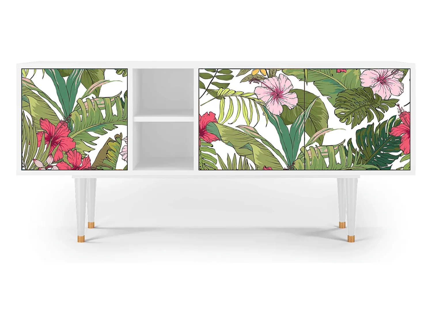 Móvel De Tv| Mueble de TV - 150х69х41 cm - T5 - Verdant Tropics, Branco Bege