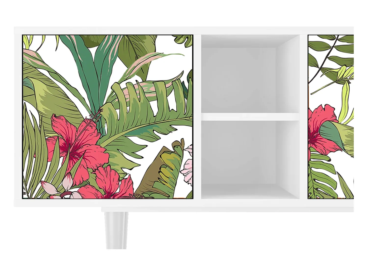 Móvel De Tv| Mueble de TV - 150х69х41 cm - T5 - Verdant Tropics, Branco Bege