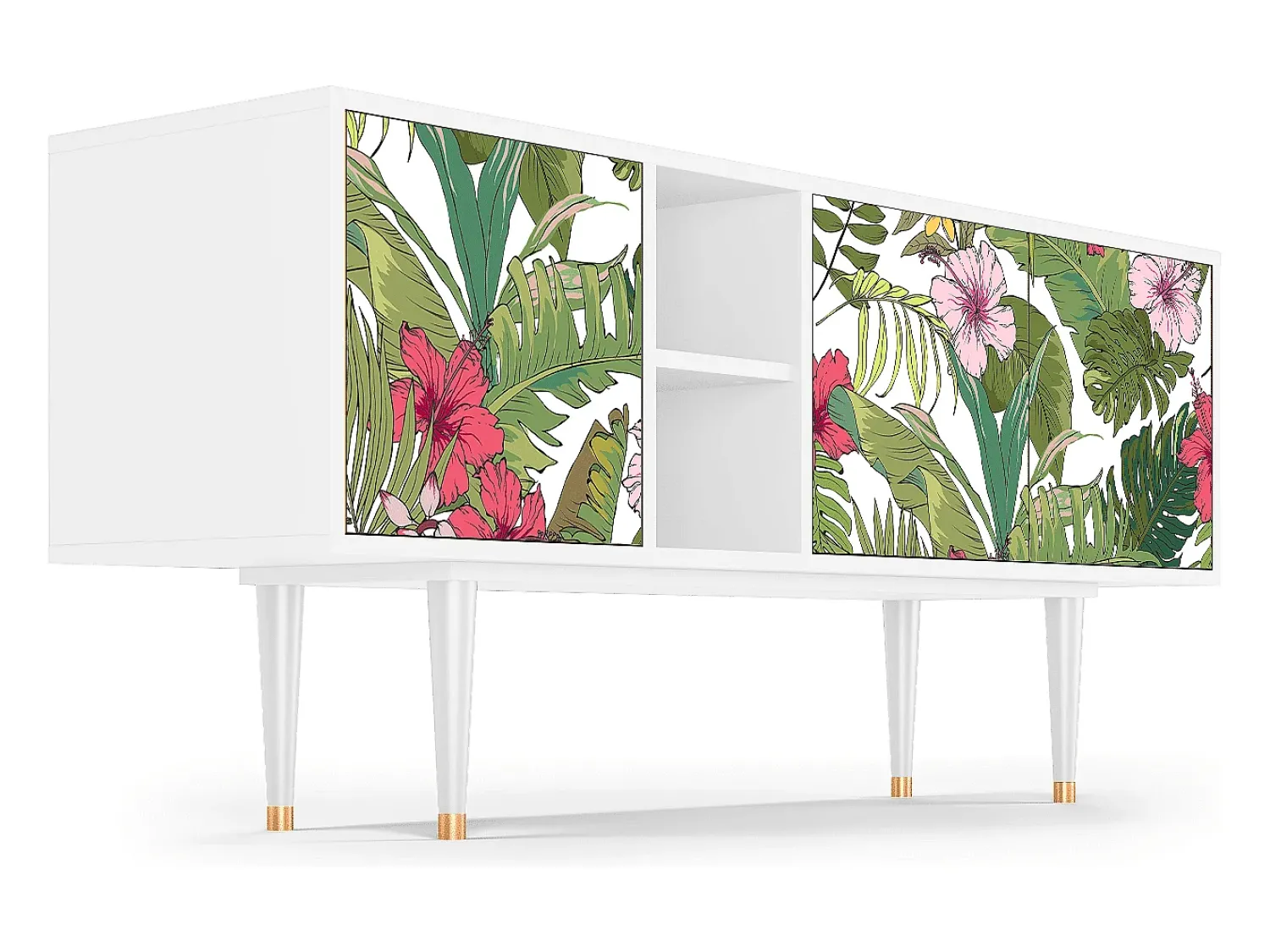 Móvel De Tv| Mueble de TV - 150х69х41 cm - T5 - Verdant Tropics, Branco Bege