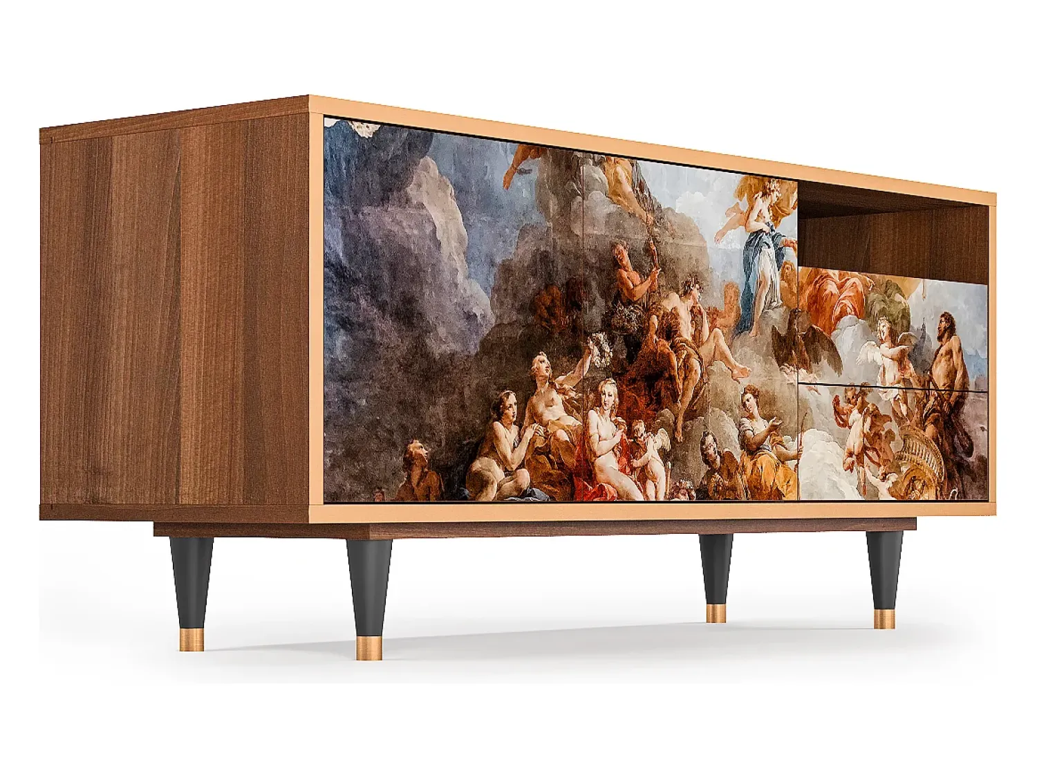 Mueble de TV - 125х56х41 cm - T7 - Versailles, Nogueira Castanho