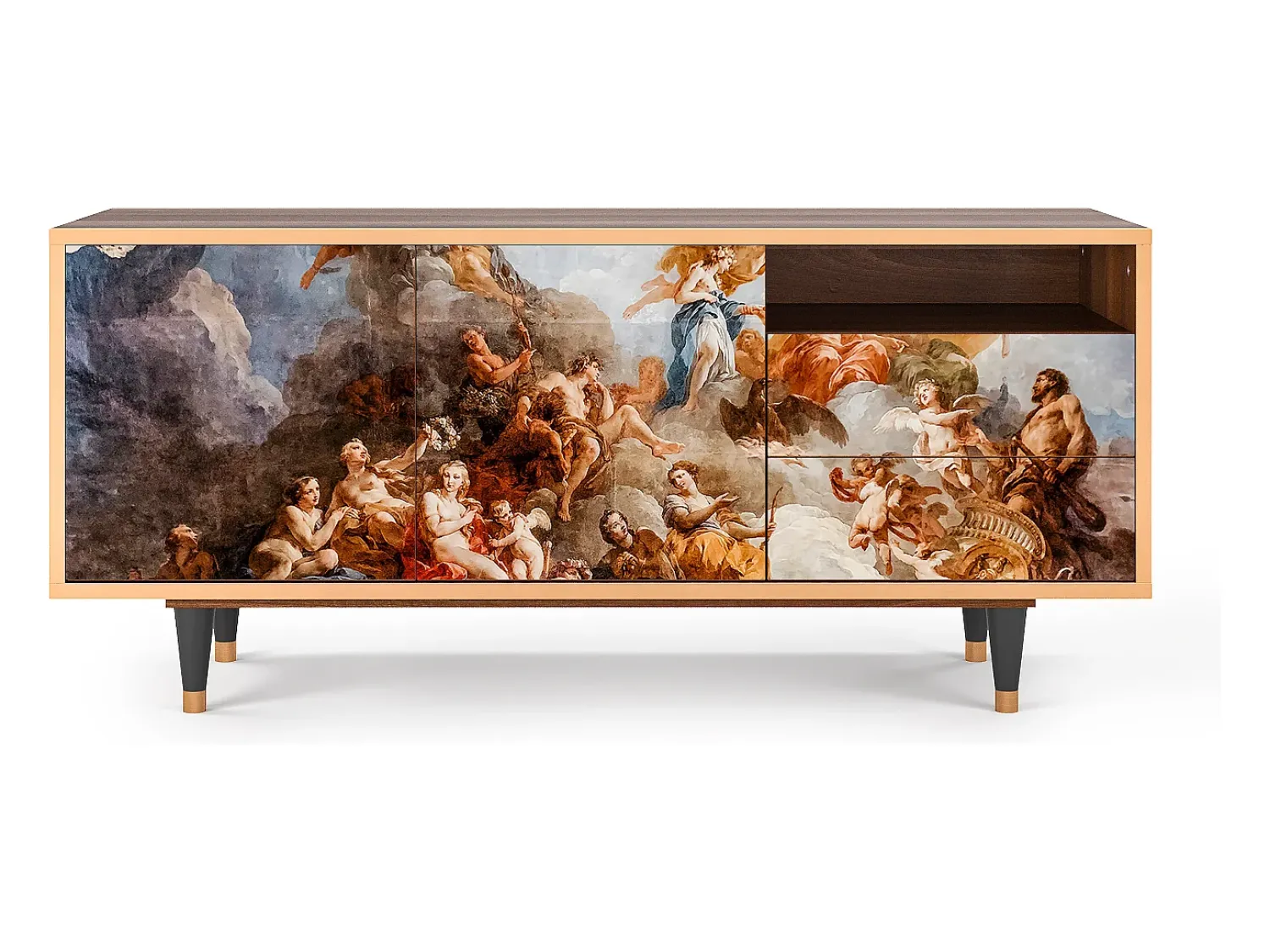 Mueble de TV - 125х56х41 cm - T7 - Versailles, Nogueira Castanho