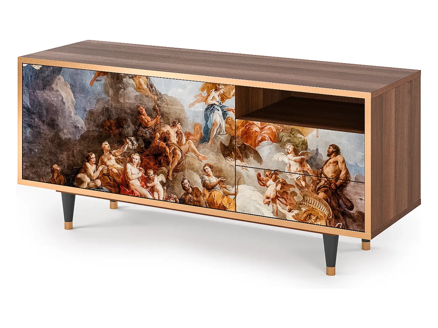 Mueble de TV - 125х56х41 cm - T7 - Versailles, Nogueira Castanho