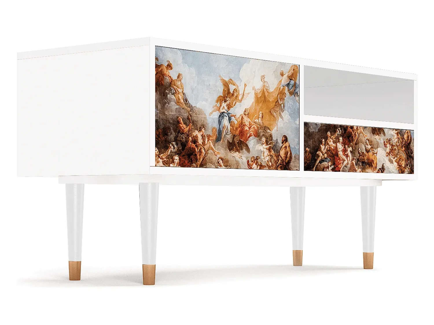 Móvel De Tv| Mueble de TV - 115х59х48 cm - T3 - Versailles, Branco Bege