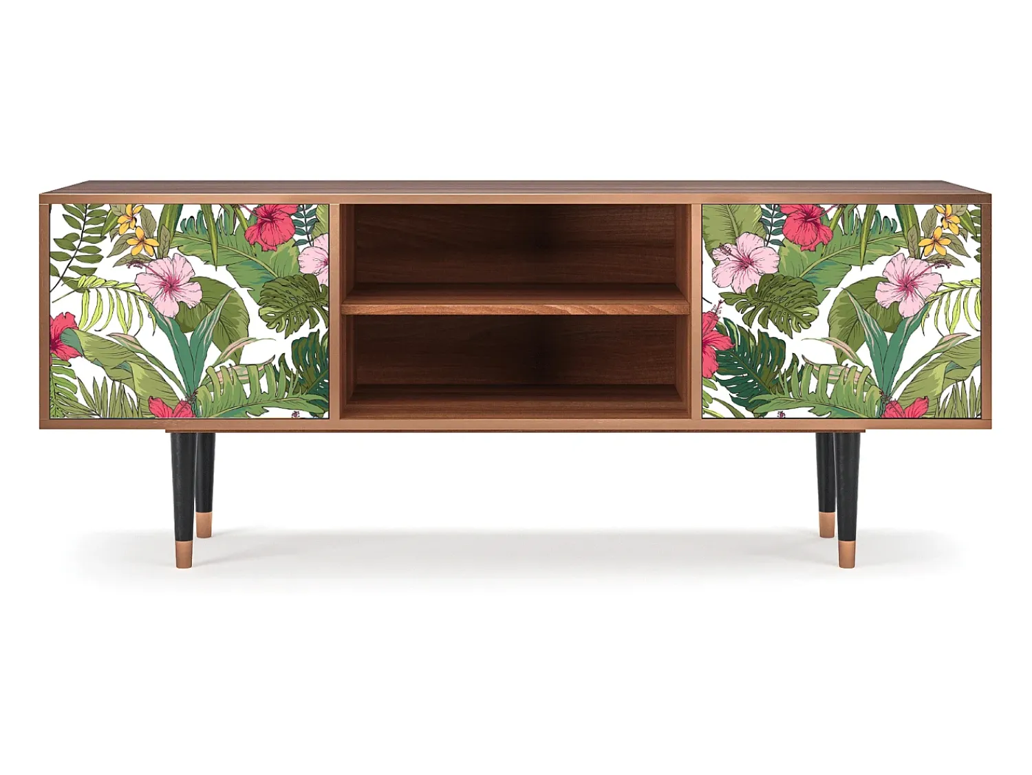 Móvel De Tv| Mueble de TV - 170х69х48 cm - T2 - Verdant Tropics, Nogueira Castanho