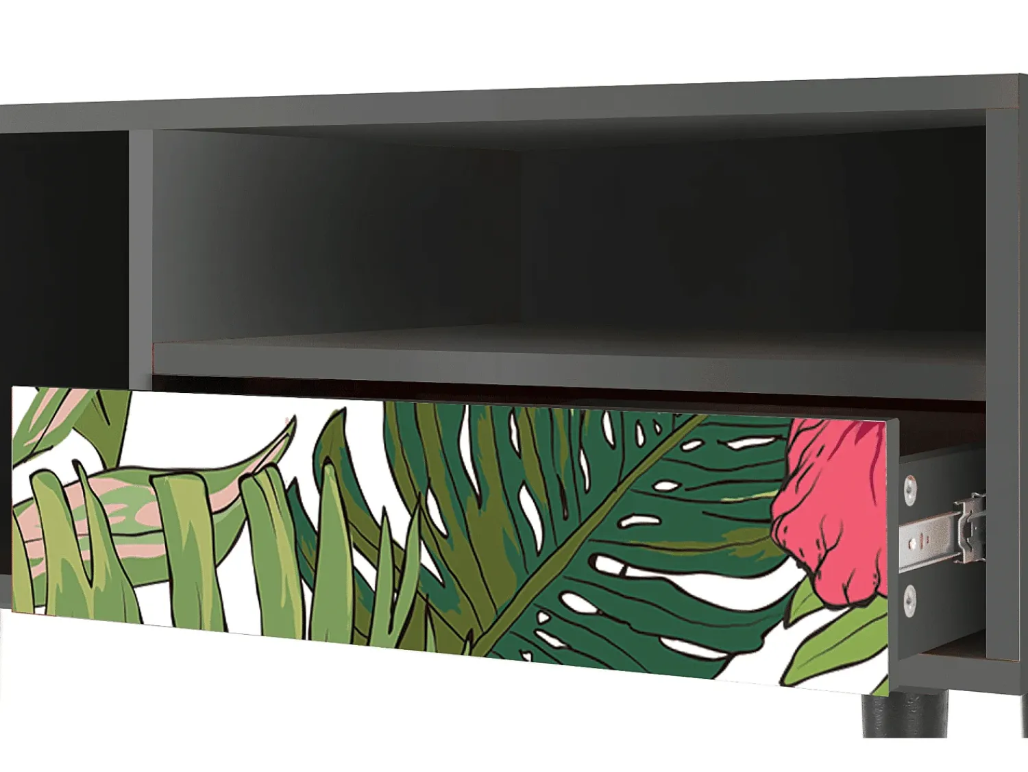 Móvel De Tv* Mueble de TV - 115х59х48 cm - T3 - Verdant Tropics, Antracite Cinza antracite