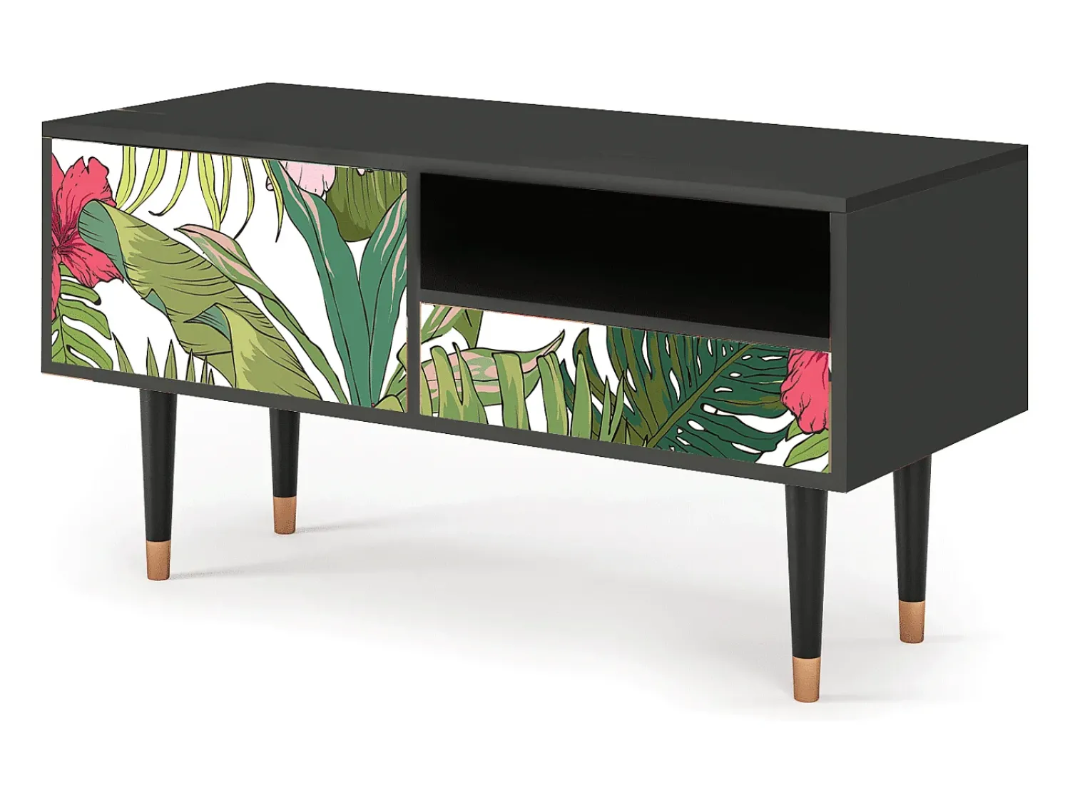Móvel De Tv* Mueble de TV - 115х59х48 cm - T3 - Verdant Tropics, Antracite Cinza antracite