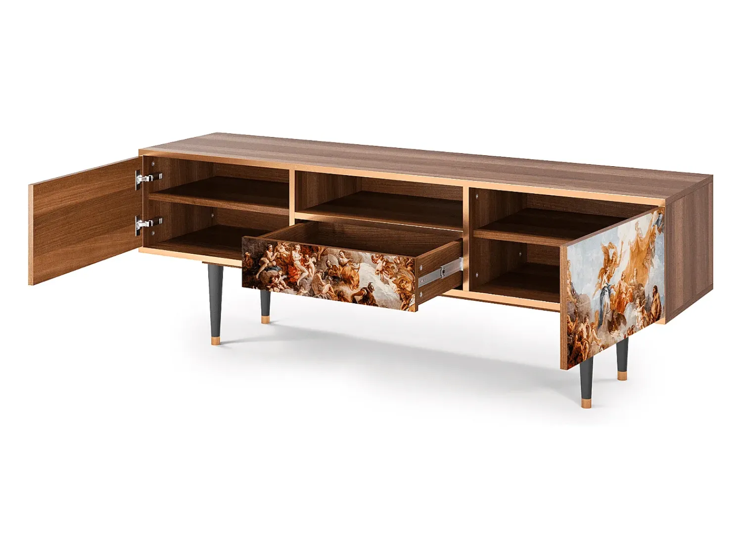 Móvel De Tv| Mueble de TV - 170х59х41 cm - T6 - Versailles, Nogueira Castanho