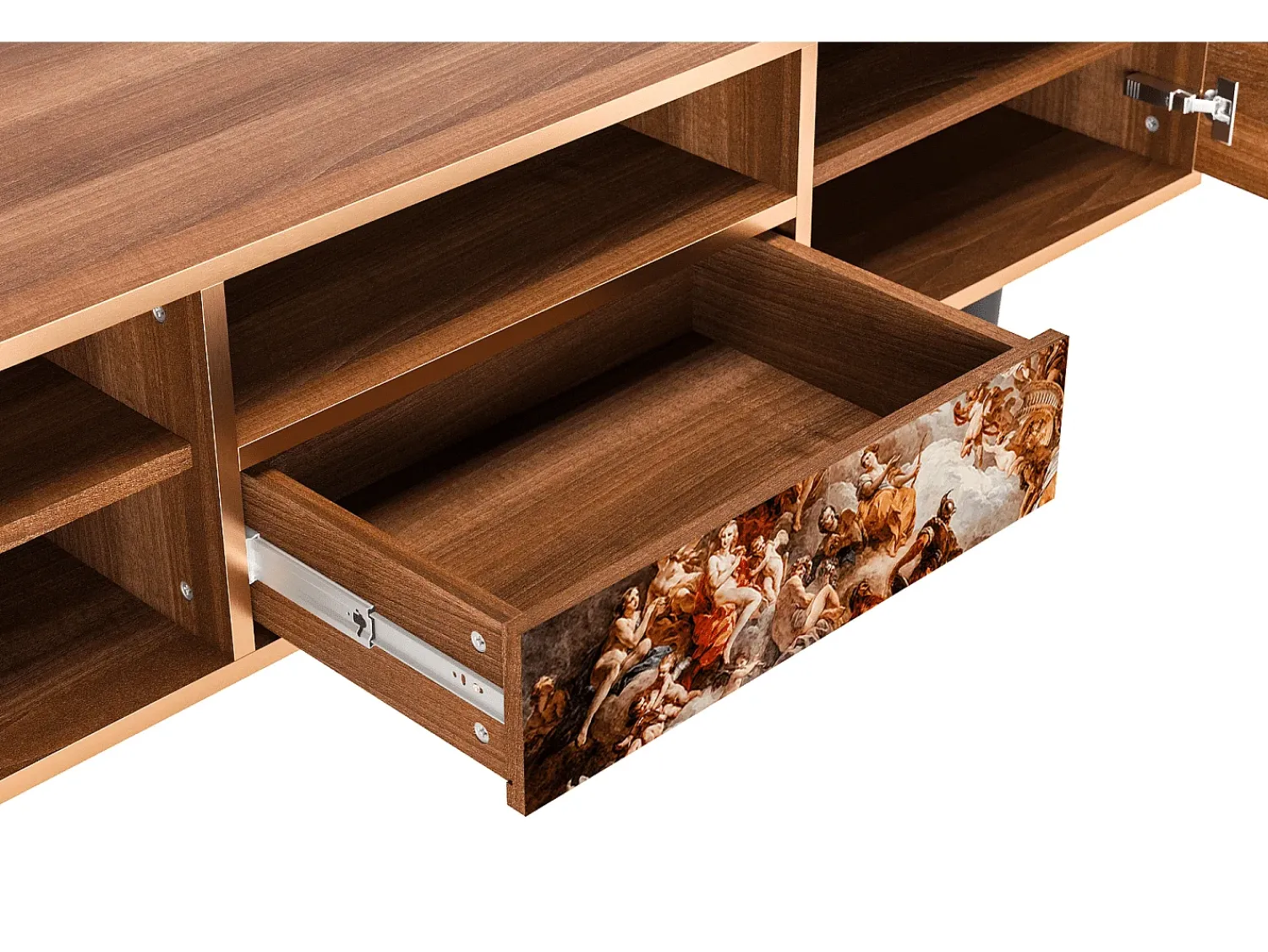 Móvel De Tv| Mueble de TV - 170х59х41 cm - T6 - Versailles, Nogueira Castanho