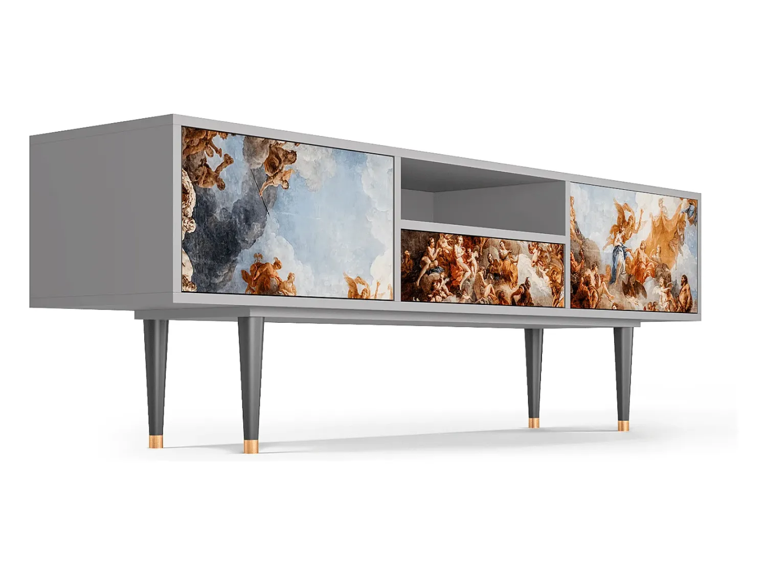 Móvel De Tv* Mueble de TV - 170х59х41 cm - T6 - Versailles, Cinza Cinzento