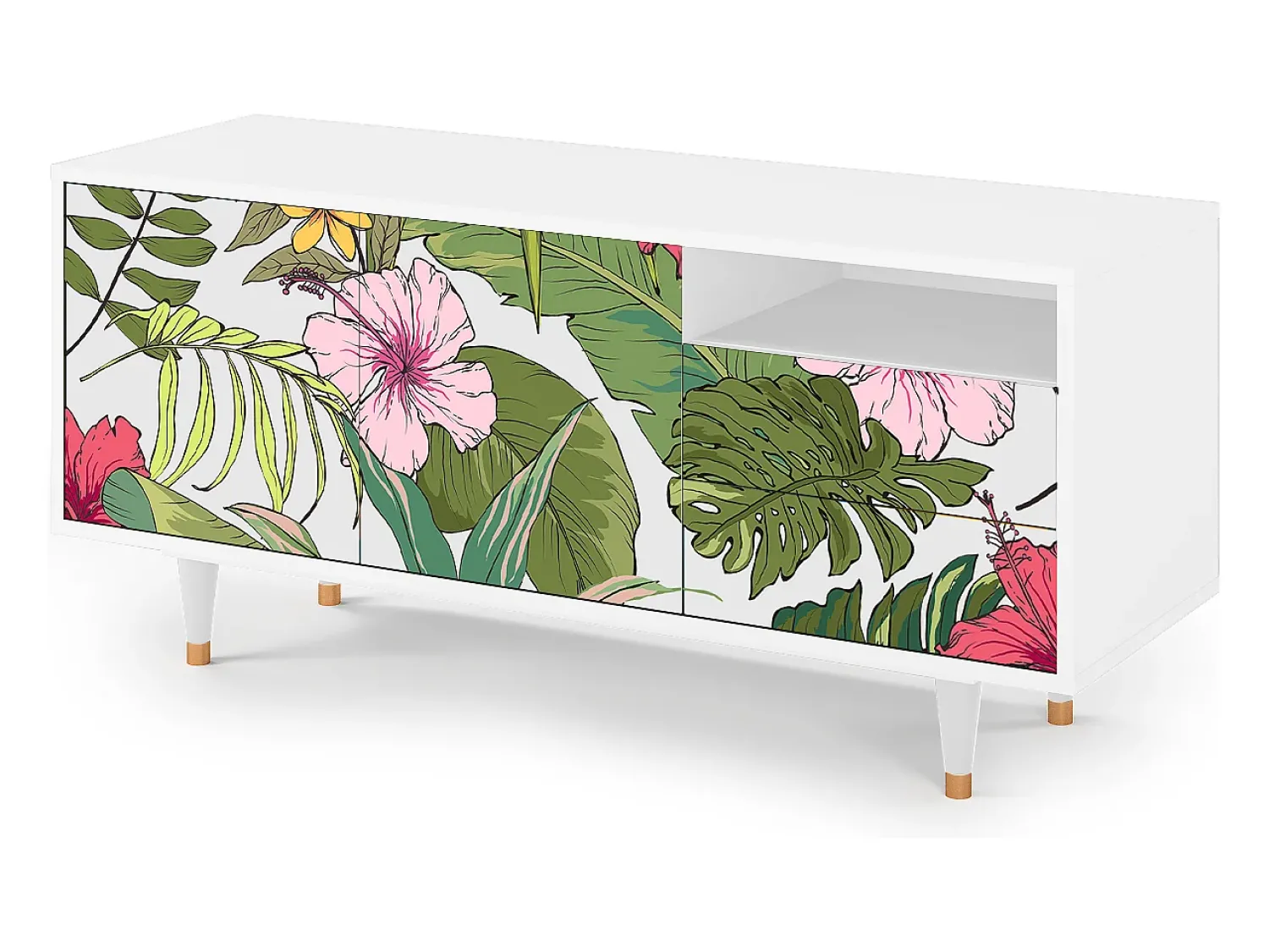 Mueble de TV - 125х56х41 cm - T7 - Verdant Tropics, Branco^ Móvel De Tv