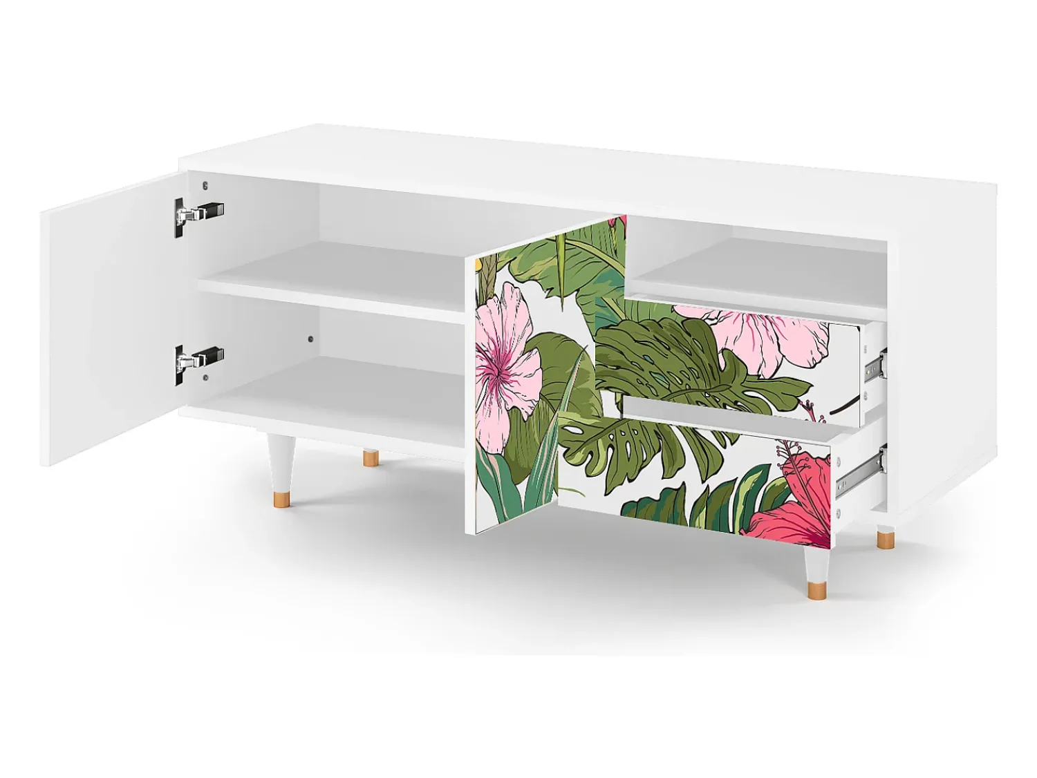 Mueble de TV - 125х56х41 cm - T7 - Verdant Tropics, Branco^ Móvel De Tv