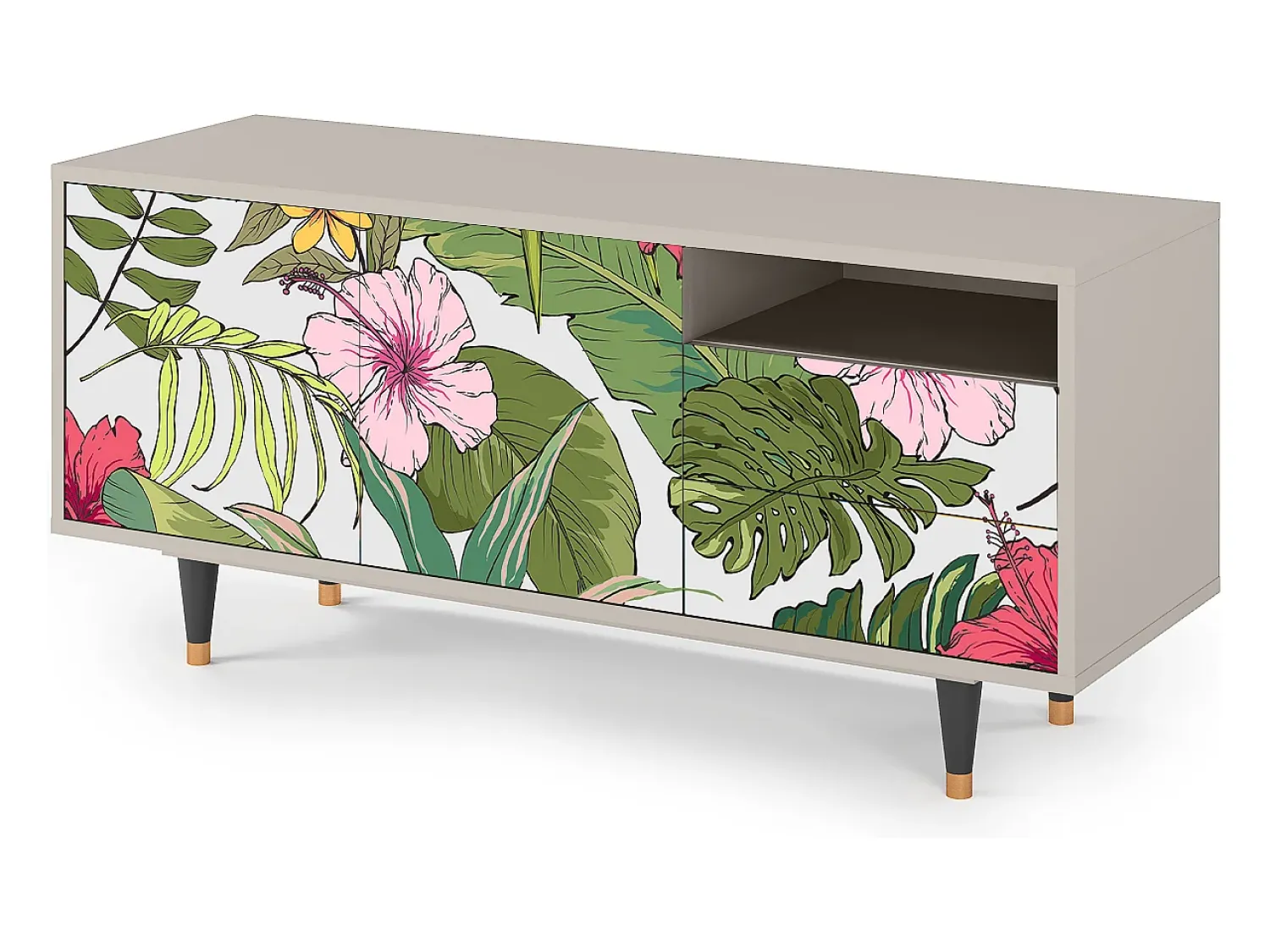 Móvel De Tv* Mueble de TV - 125х56х41 cm - T7 - Verdant Tropics, Areia Bege