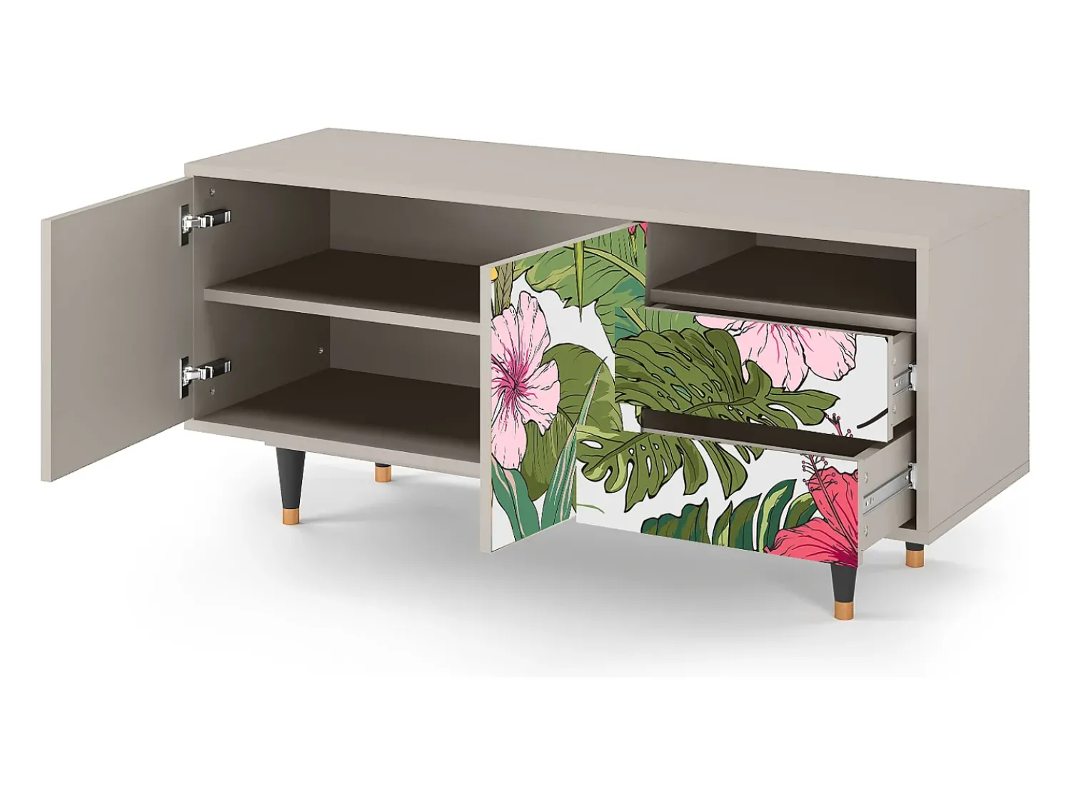 Móvel De Tv* Mueble de TV - 125х56х41 cm - T7 - Verdant Tropics, Areia Bege
