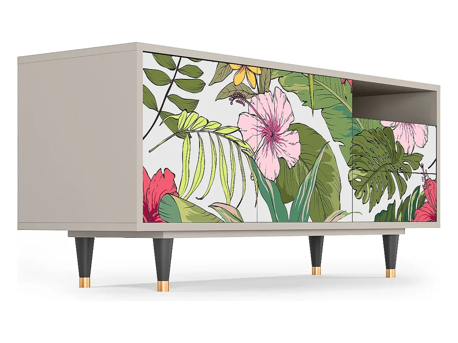 Móvel De Tv* Mueble de TV - 125х56х41 cm - T7 - Verdant Tropics, Areia Bege