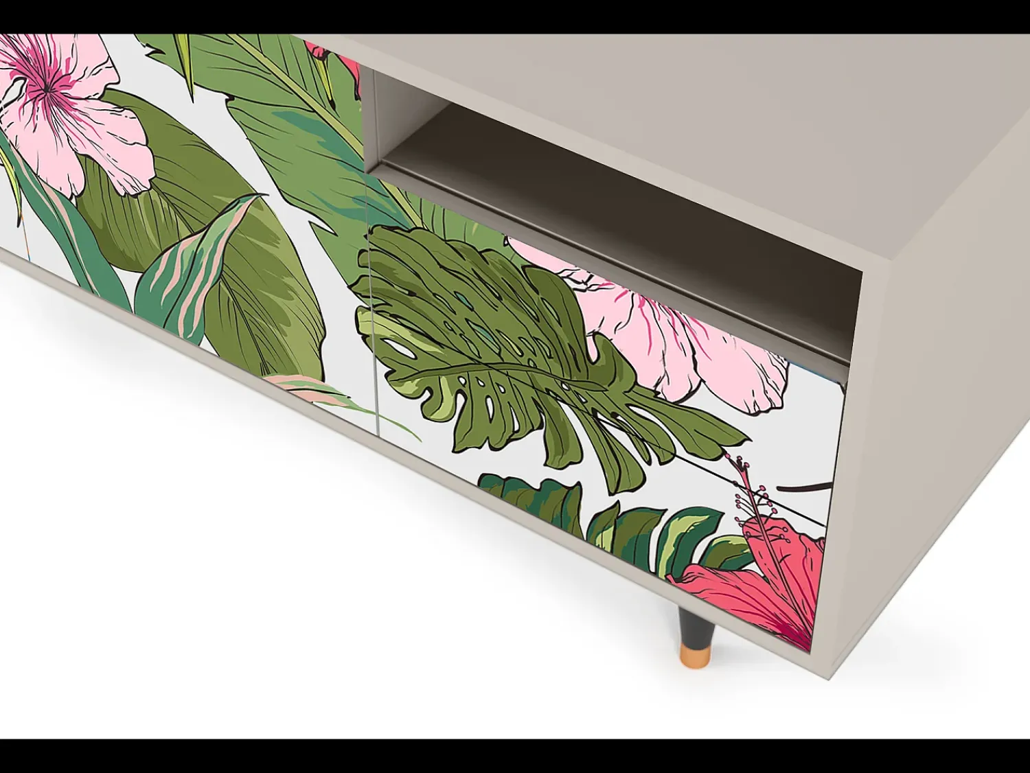 Móvel De Tv* Mueble de TV - 125х56х41 cm - T7 - Verdant Tropics, Areia Bege