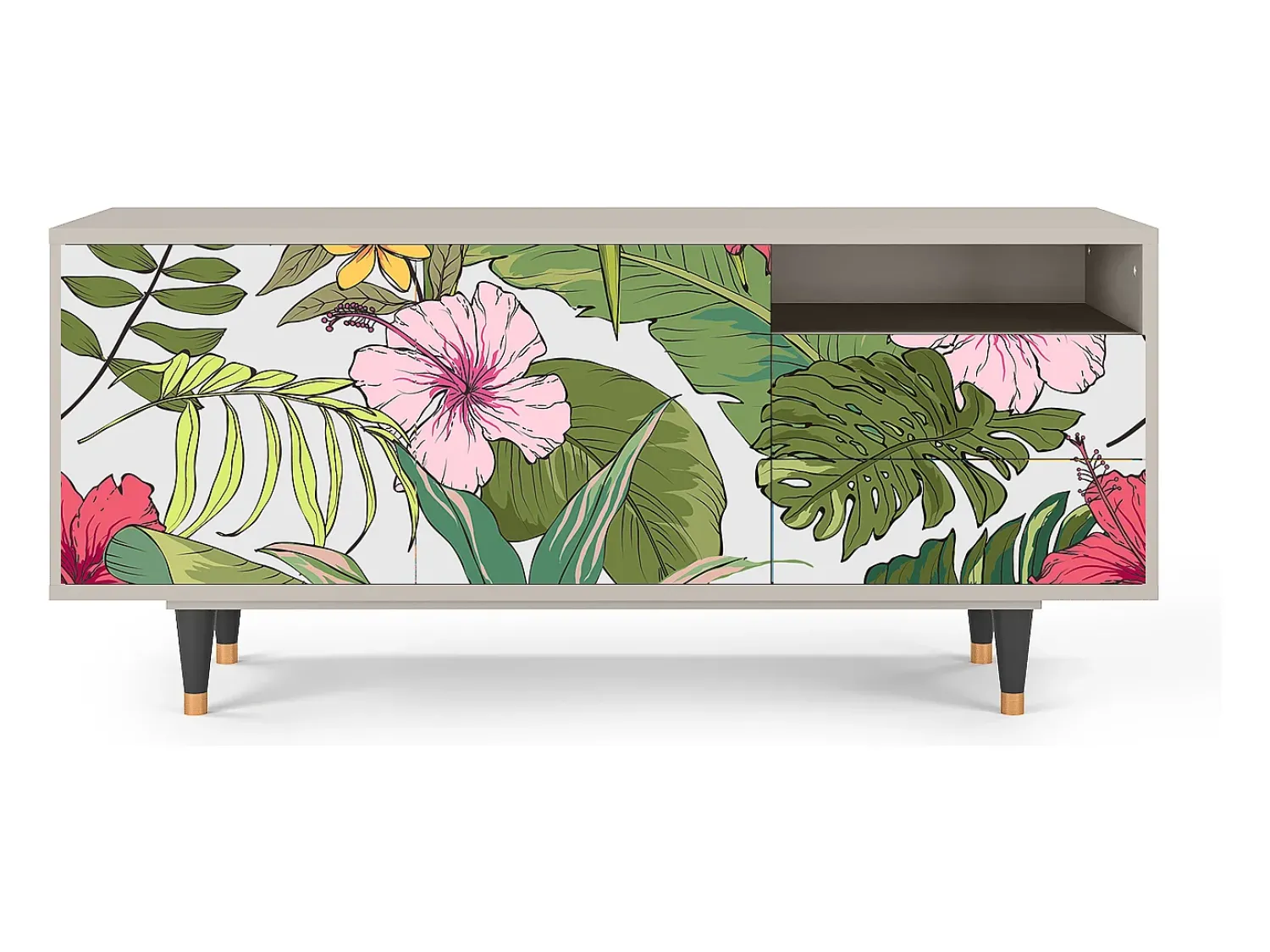 Móvel De Tv* Mueble de TV - 125х56х41 cm - T7 - Verdant Tropics, Areia Bege
