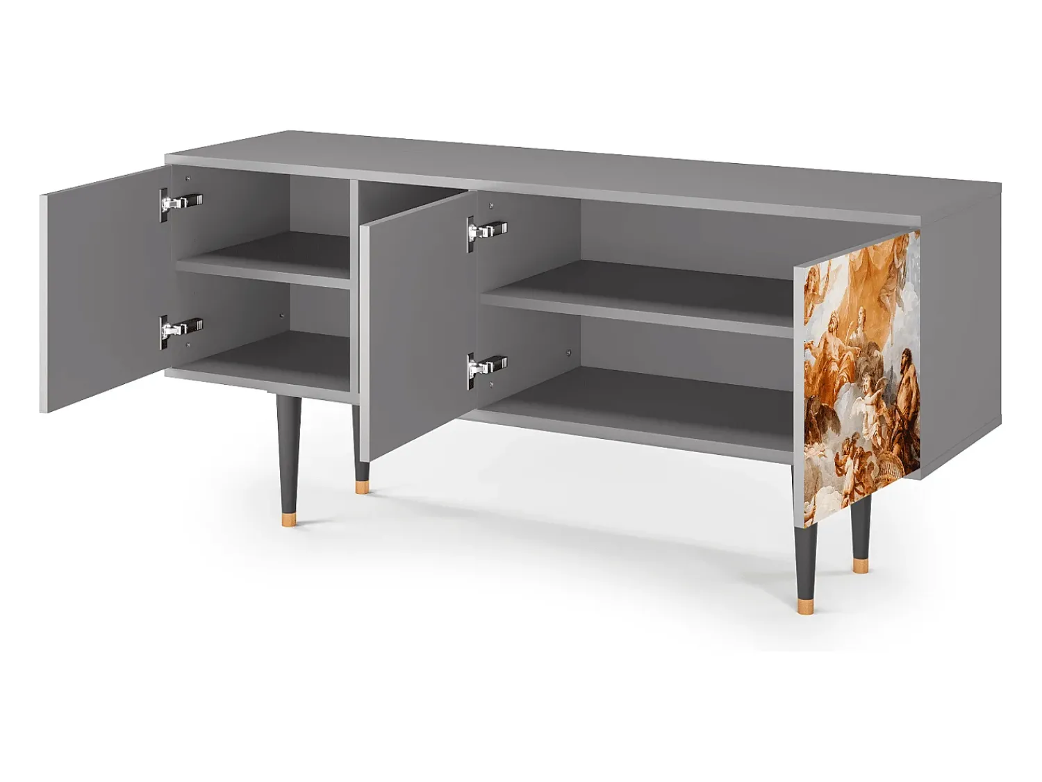 Mueble de TV - 150х69х41 cm - T5 - Versailles, Cinza^ Móvel De Tv