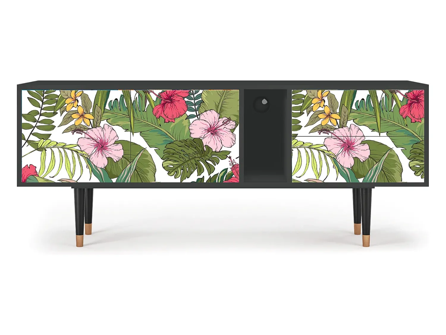 Outlet Mueble de TV - 170х69х48 cm - T1 - Verdant Tropics, Antracite Cinza antracite