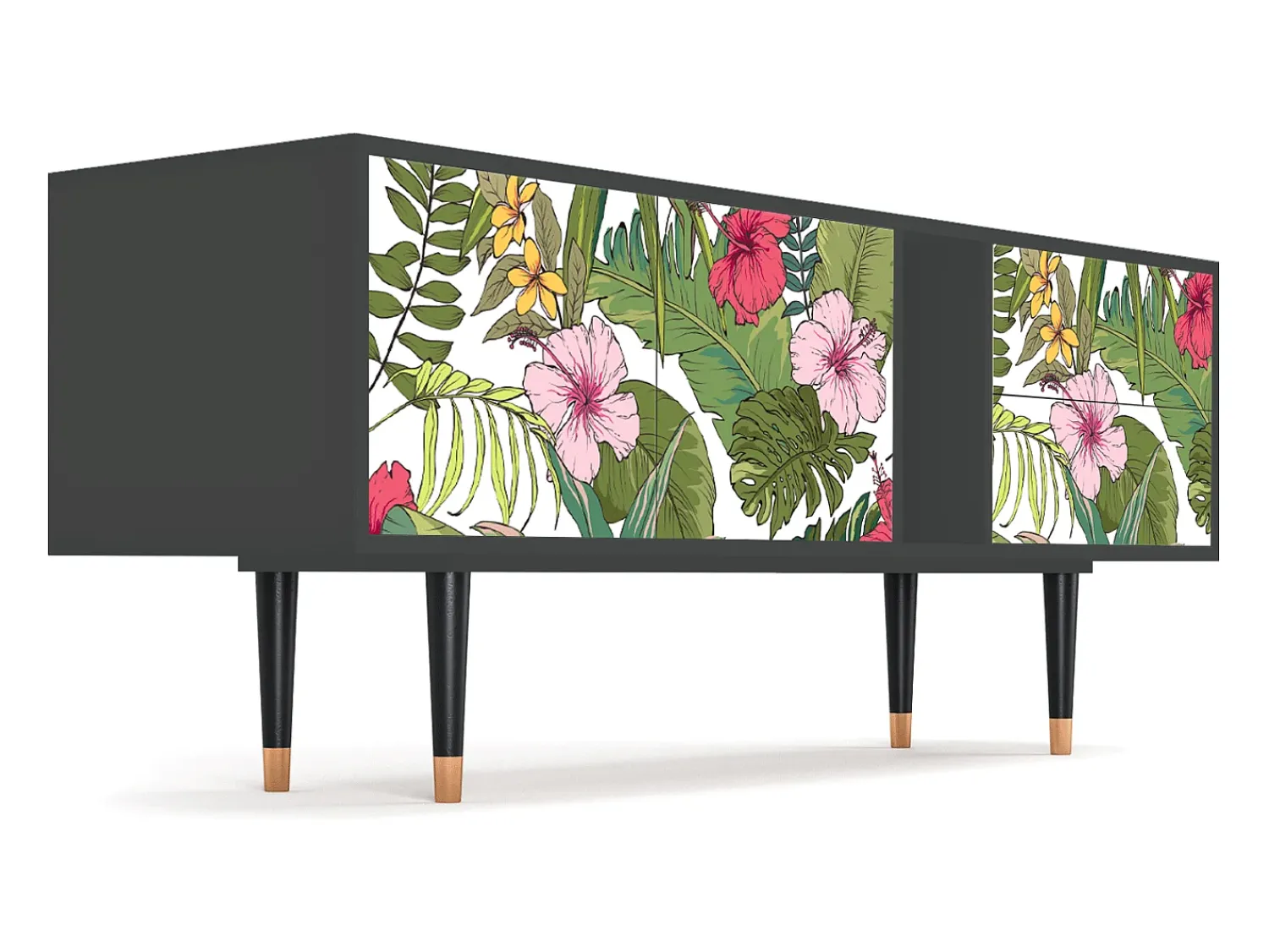 Outlet Mueble de TV - 170х69х48 cm - T1 - Verdant Tropics, Antracite Cinza antracite