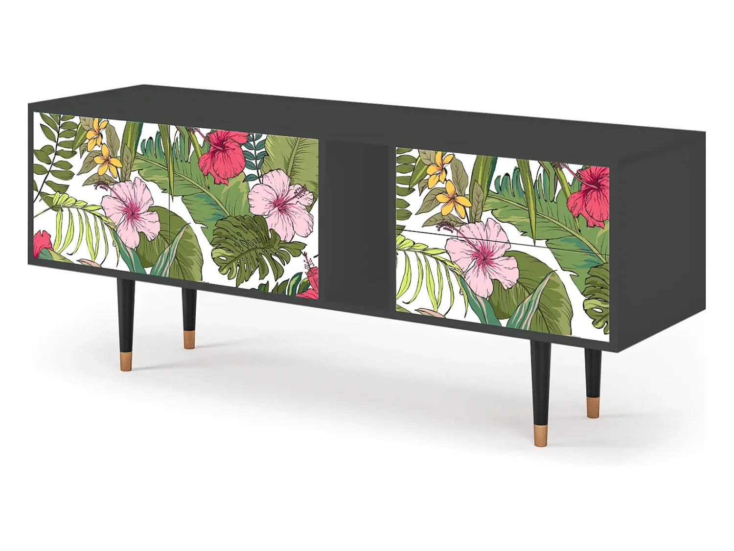Outlet Mueble de TV - 170х69х48 cm - T1 - Verdant Tropics, Antracite Cinza antracite