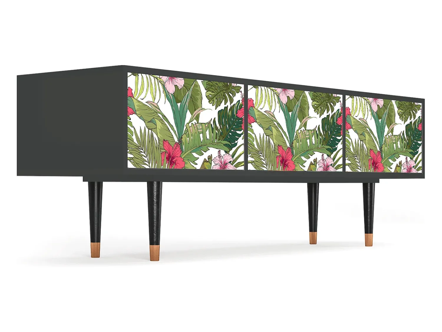 Móvel De Tv| Mueble de TV - 170х59х48 cm - T4 - Verdant Tropics, Antracite Cinza antracite