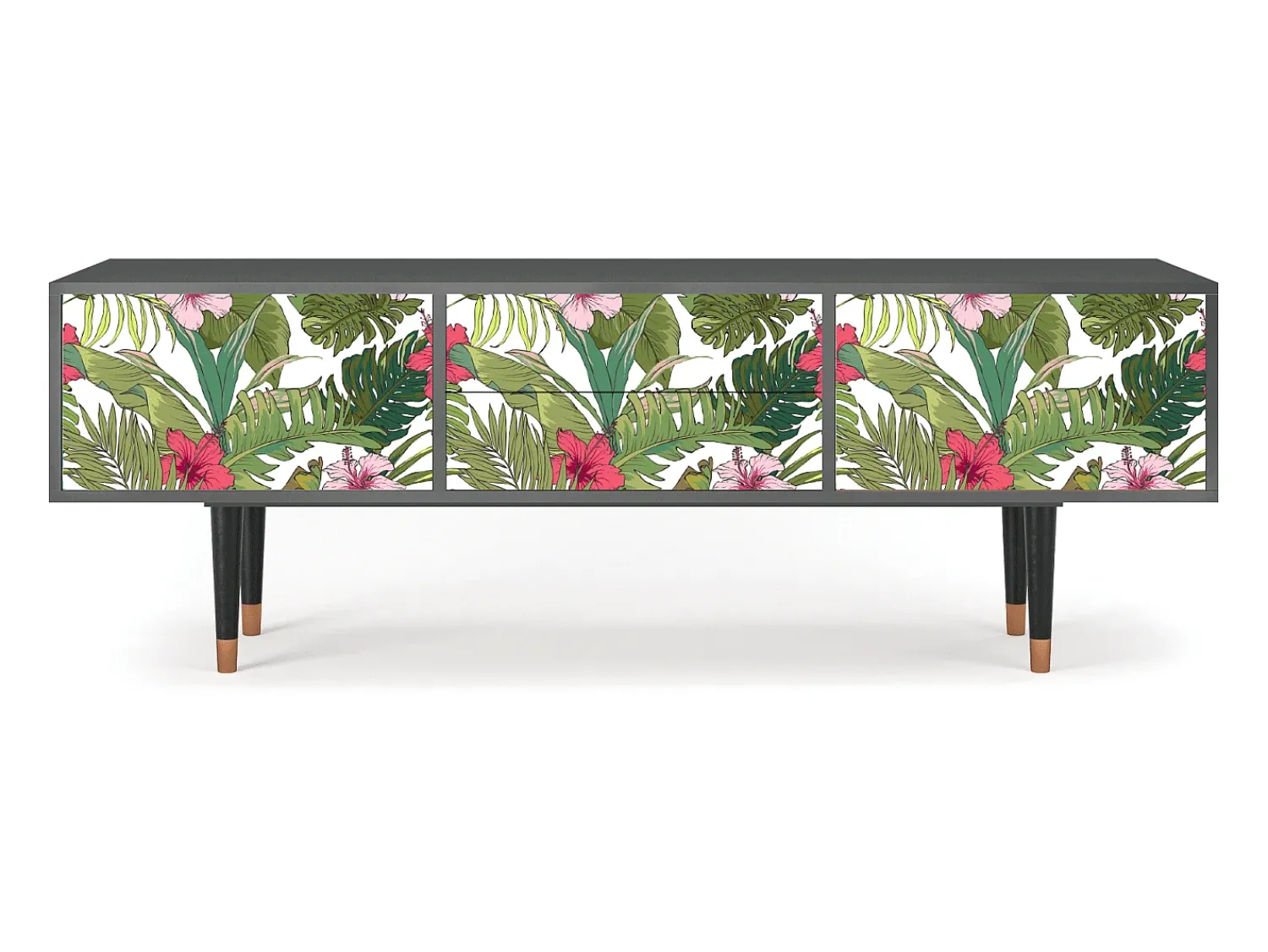 Móvel De Tv| Mueble de TV - 170х59х48 cm - T4 - Verdant Tropics, Antracite Cinza antracite