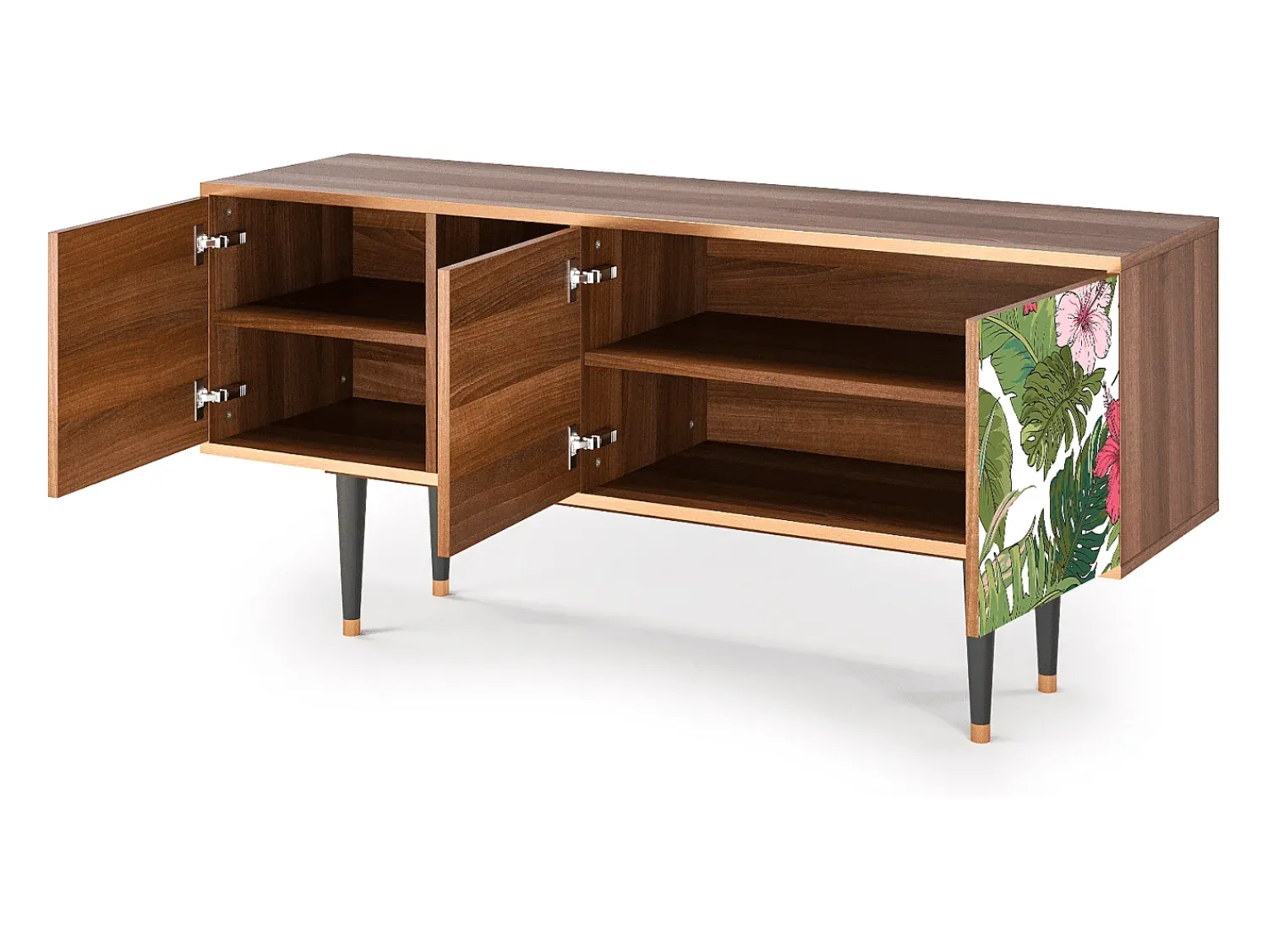 Móvel De Tv* Mueble de TV - 150х69х41 cm - T5 - Verdant Tropics, Nogueira Castanho