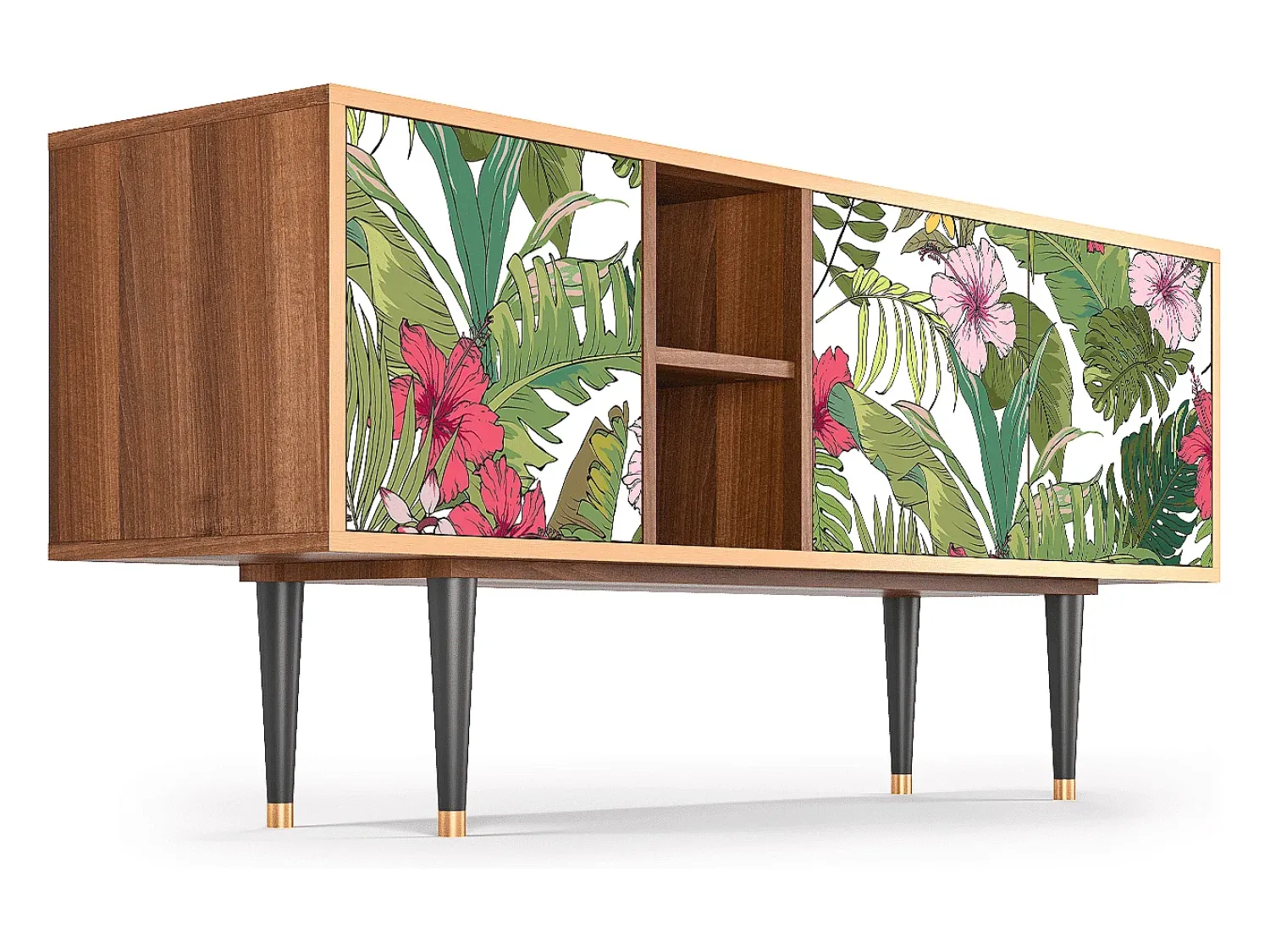 Móvel De Tv* Mueble de TV - 150х69х41 cm - T5 - Verdant Tropics, Nogueira Castanho