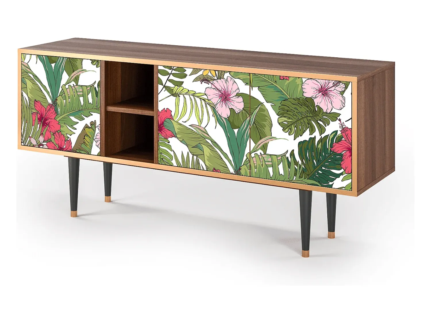 Móvel De Tv* Mueble de TV - 150х69х41 cm - T5 - Verdant Tropics, Nogueira Castanho