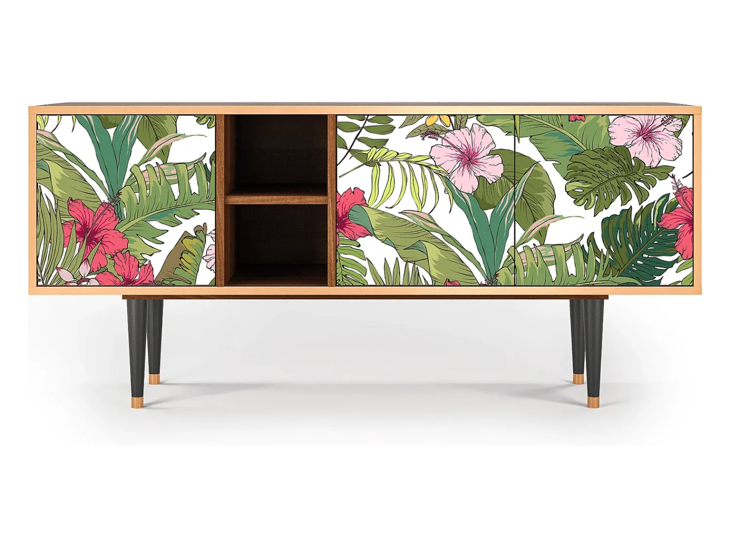 Móvel De Tv* Mueble de TV - 150х69х41 cm - T5 - Verdant Tropics, Nogueira Castanho