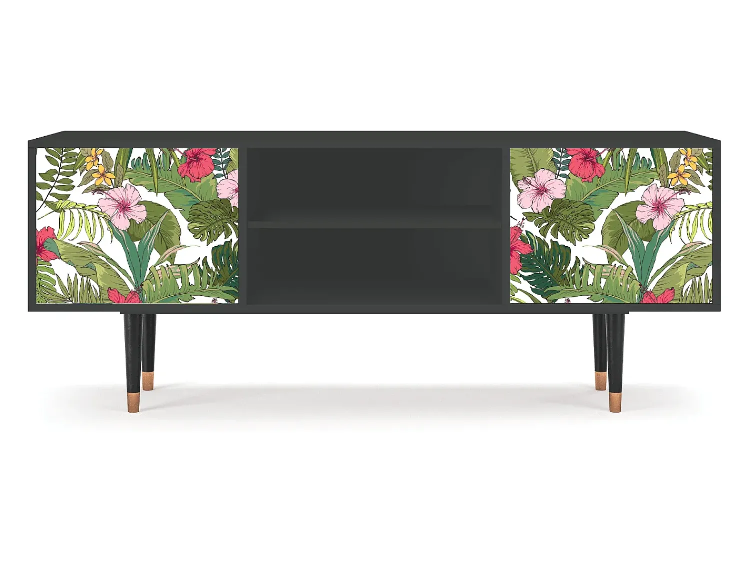 Móvel De Tv| Mueble de TV - 170х69х48 cm - T2 - Verdant Tropics, Antracite Cinza antracite