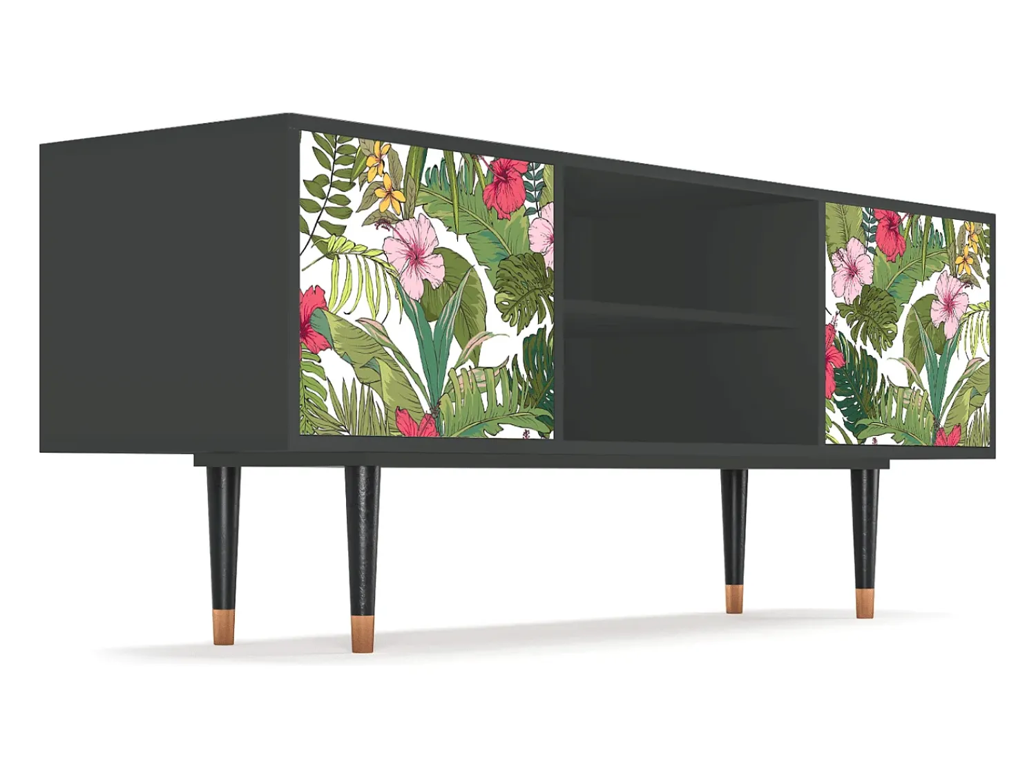 Móvel De Tv| Mueble de TV - 170х69х48 cm - T2 - Verdant Tropics, Antracite Cinza antracite