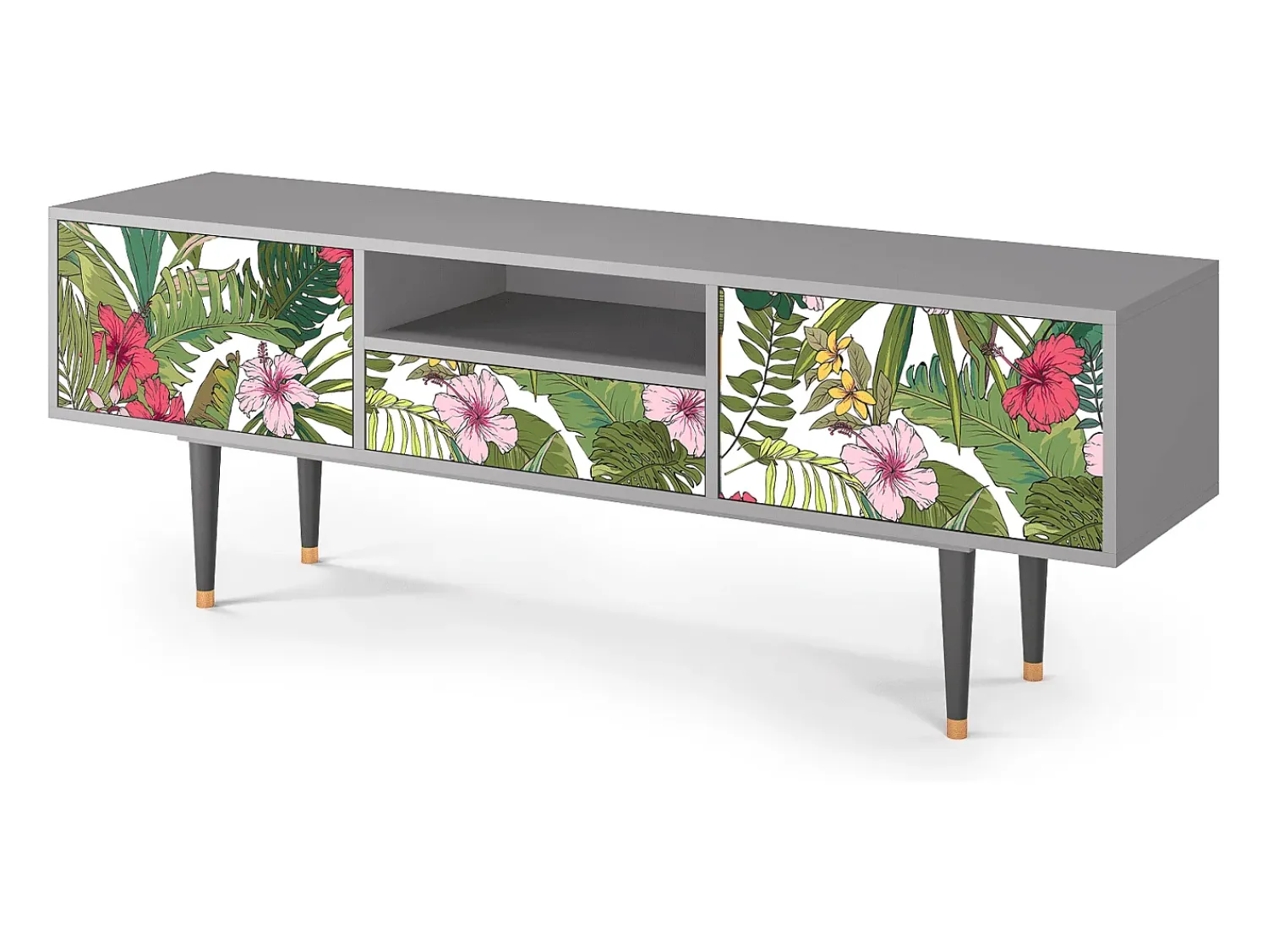 Móvel De Tv* Mueble de TV - 170х59х41 cm - T6 - Verdant Tropics, Cinza Cinzento