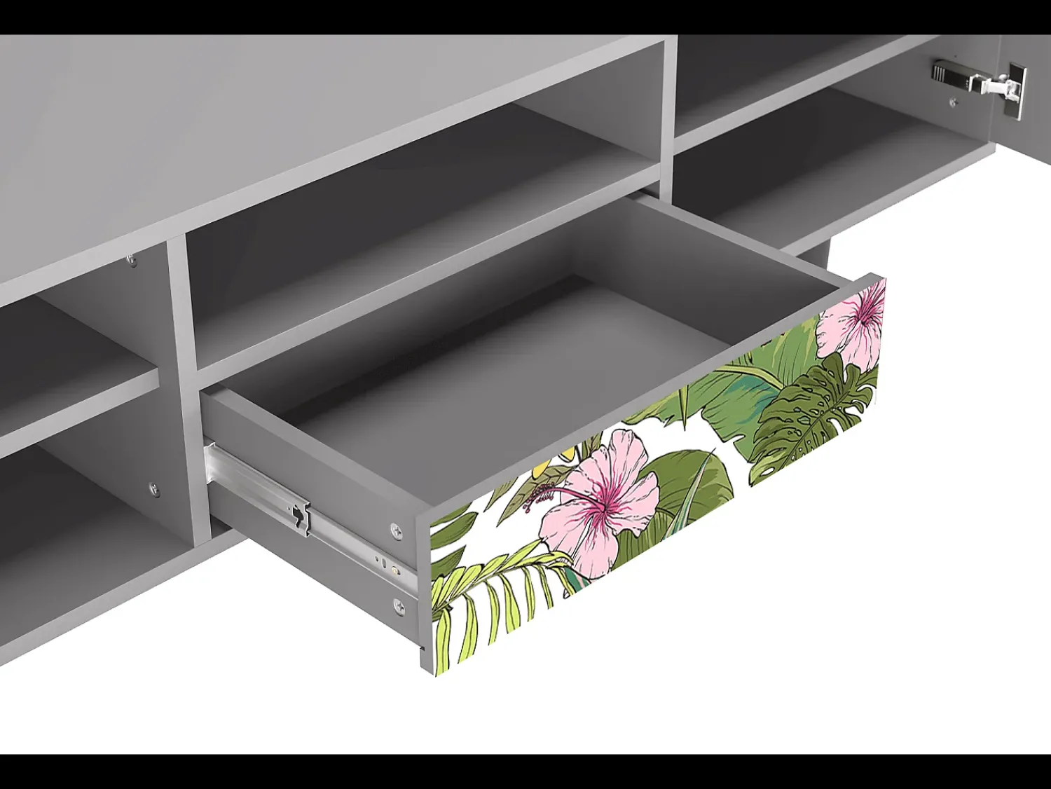 Móvel De Tv* Mueble de TV - 170х59х41 cm - T6 - Verdant Tropics, Cinza Cinzento