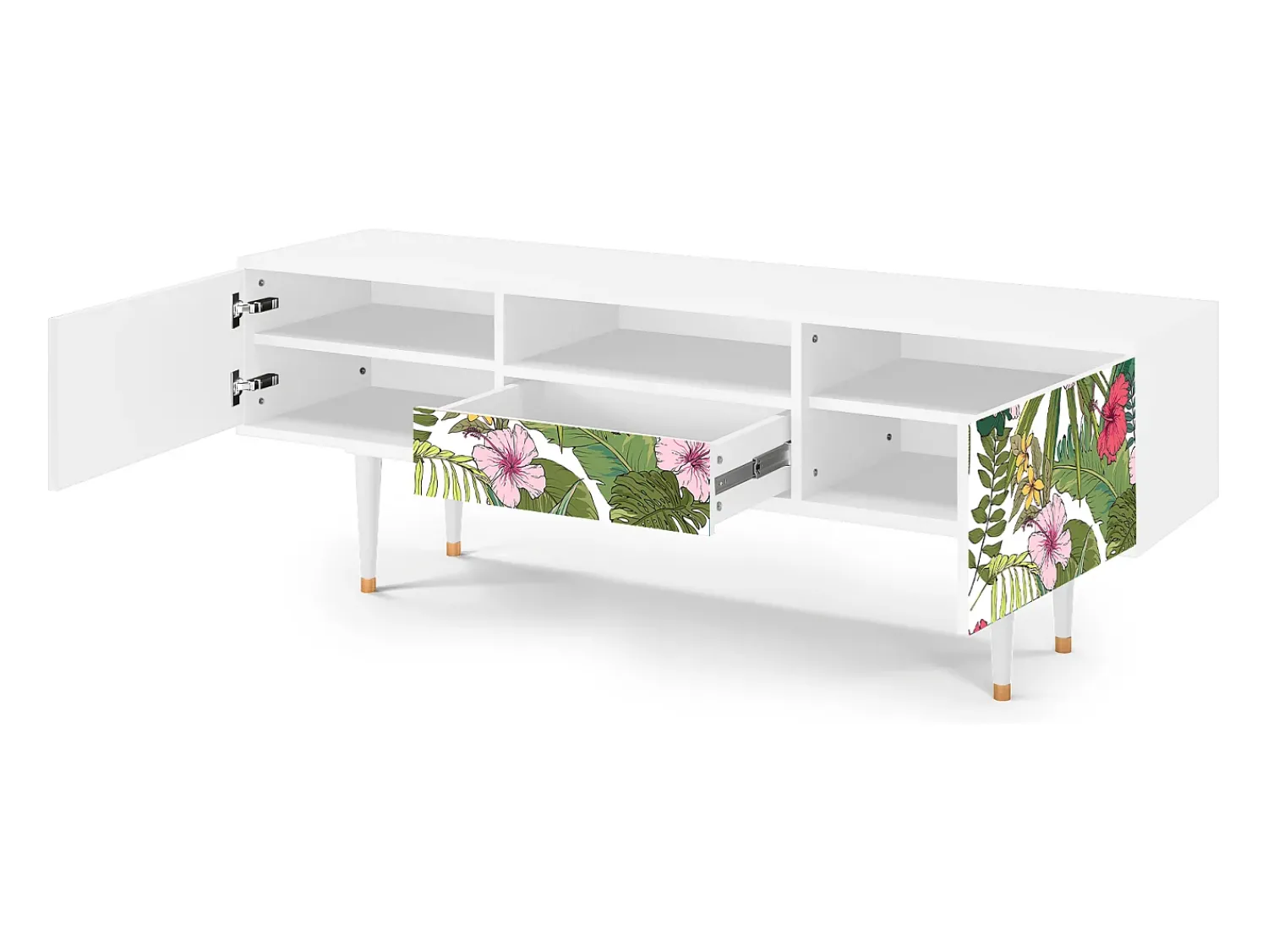 Móvel De Tv* Mueble de TV - 170х59х41 cm - T6 - Verdant Tropics, Branco Bege