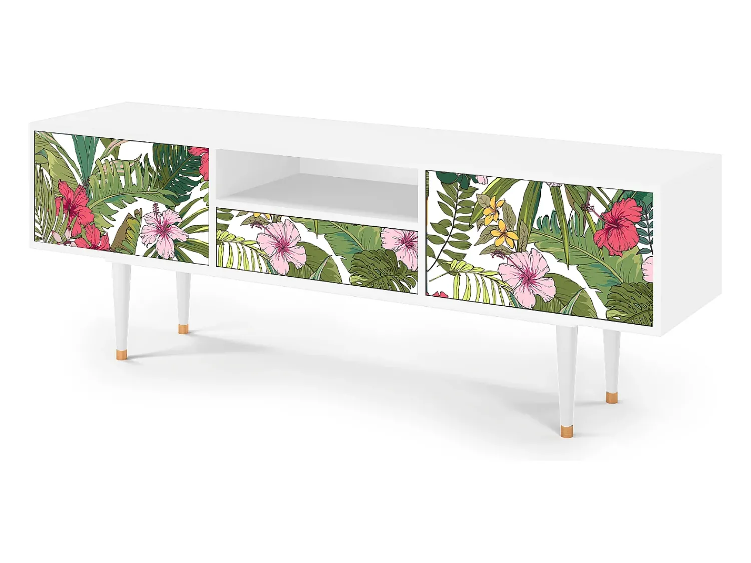 Móvel De Tv* Mueble de TV - 170х59х41 cm - T6 - Verdant Tropics, Branco Bege