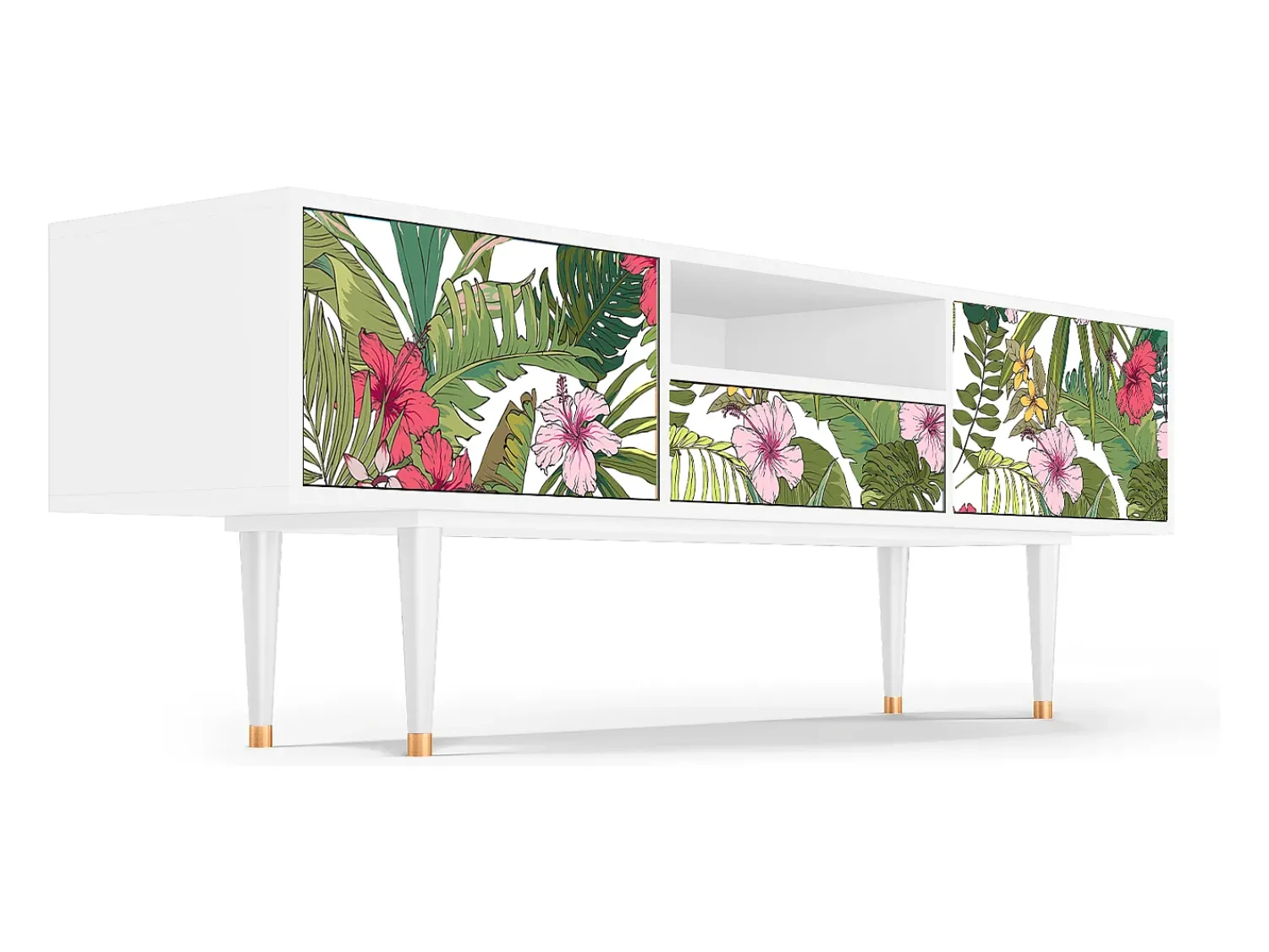 Móvel De Tv* Mueble de TV - 170х59х41 cm - T6 - Verdant Tropics, Branco Bege