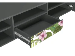 Móvel De Tv| Mueble de TV - 170х59х41 cm - T6 - Verdant Tropics, Antracite Cinza antracite