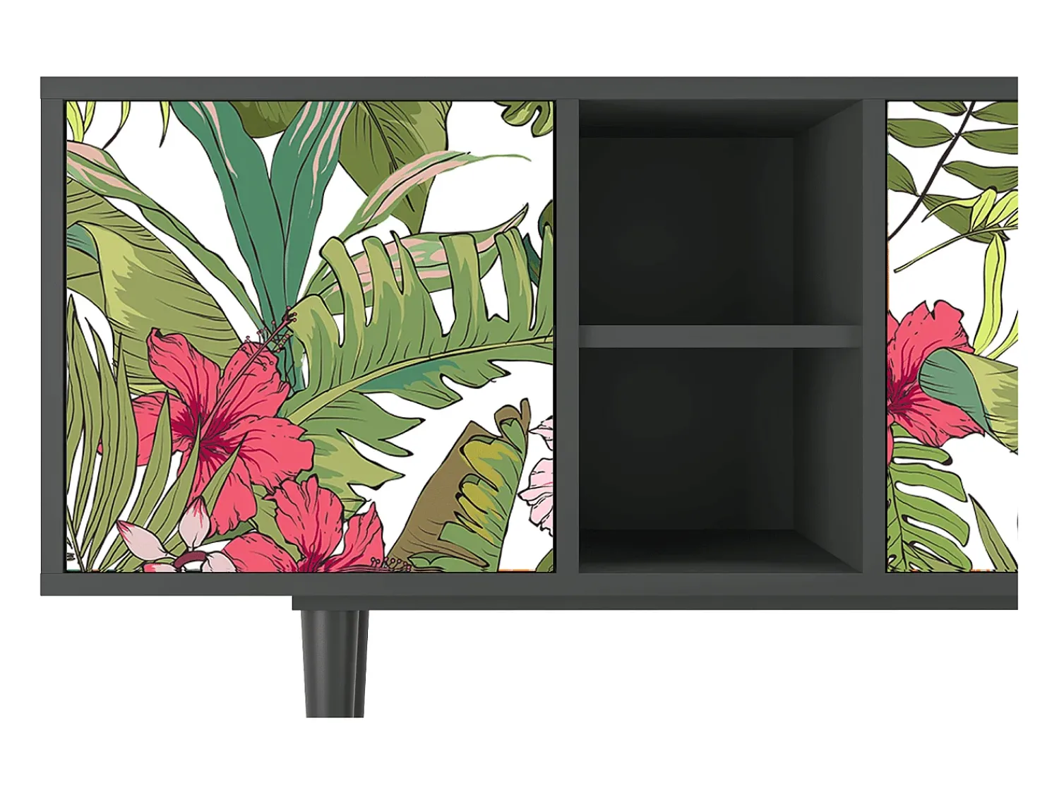 Mueble de TV - 150х69х41 cm - T5 - Verdant Tropics, Antracite^ Móvel De Tv