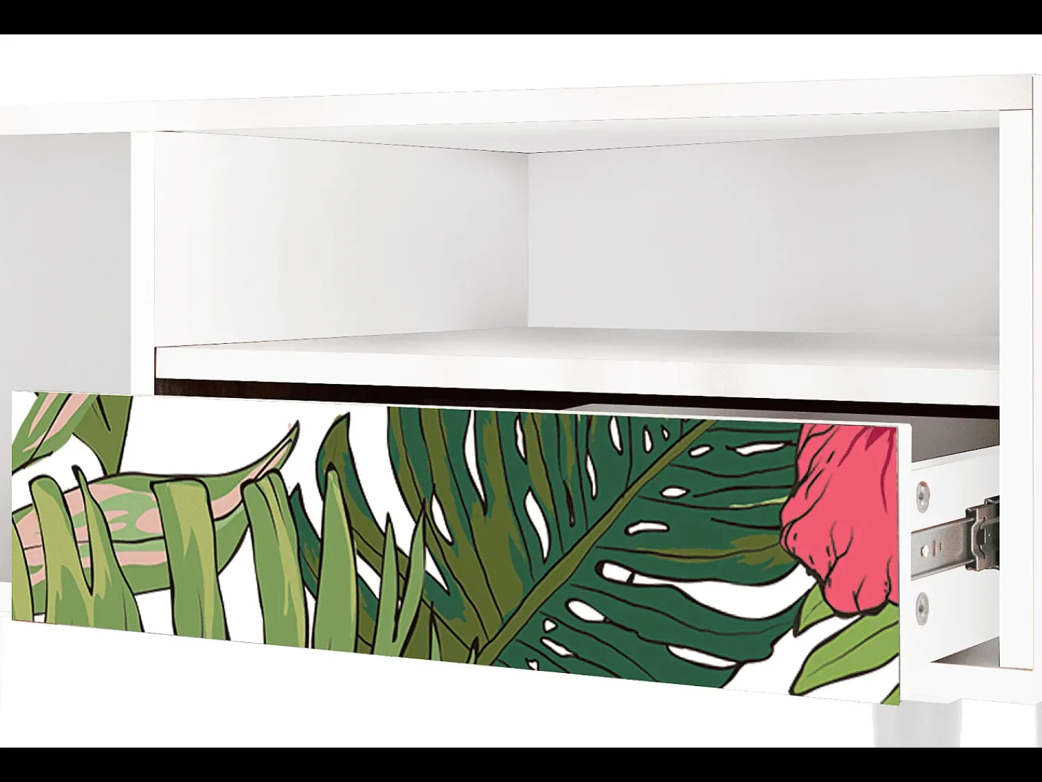 Mueble de TV - 115х59х48 cm - T3 - Verdant Tropics, Branco^ Móvel De Tv