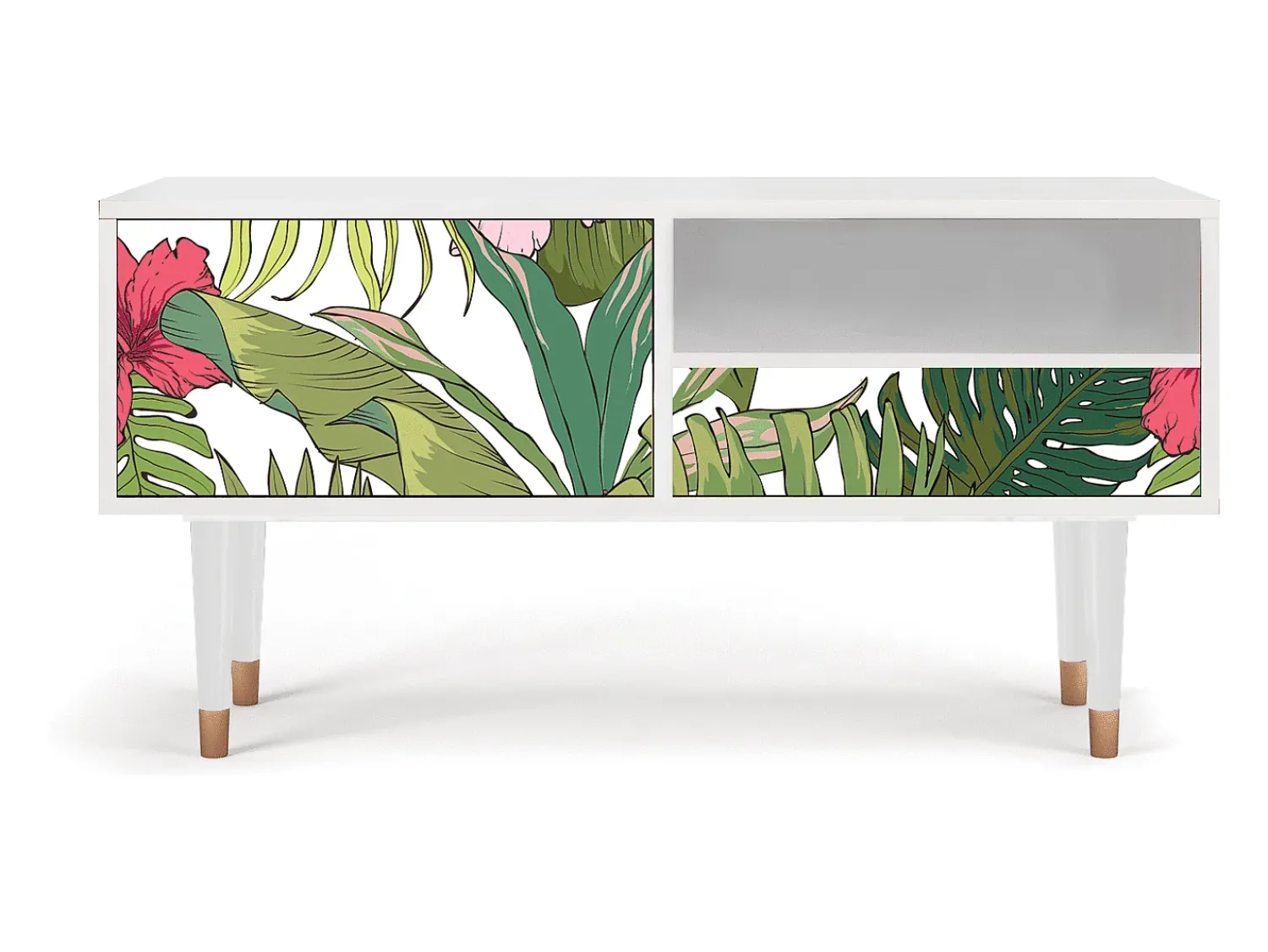 Mueble de TV - 115х59х48 cm - T3 - Verdant Tropics, Branco^ Móvel De Tv
