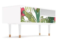 Mueble de TV - 115х59х48 cm - T3 - Verdant Tropics, Branco^ Móvel De Tv
