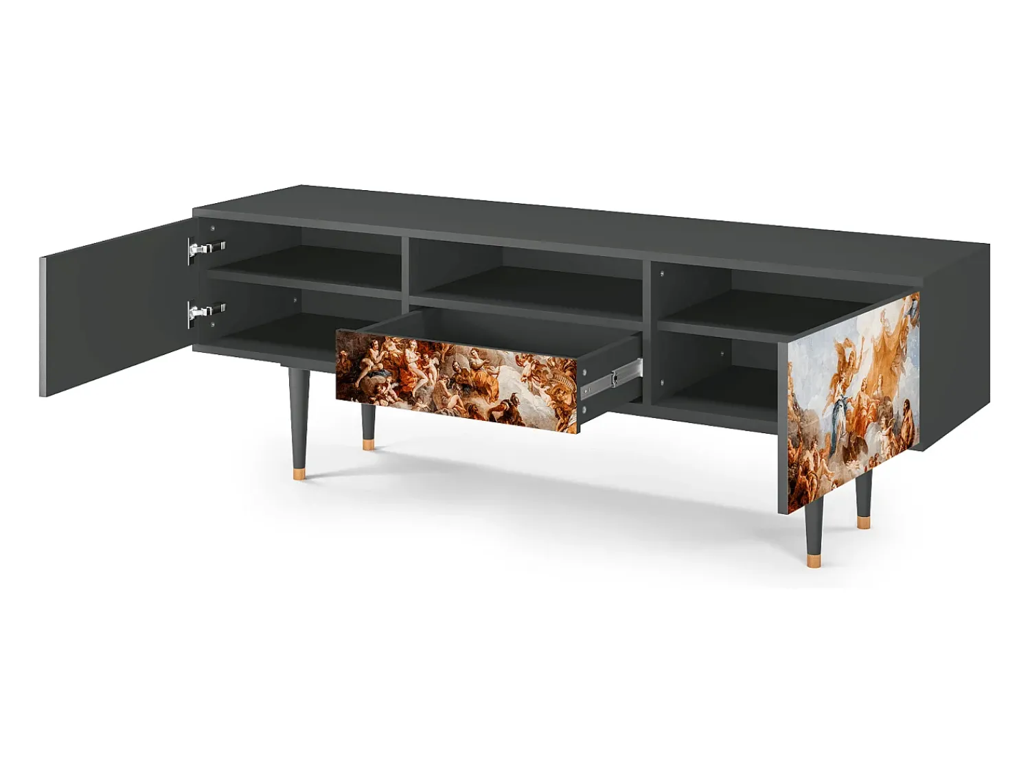 Móvel De Tv| Mueble de TV - 170х59х41 cm - T6 - Versailles, Antracite Cinza antracite
