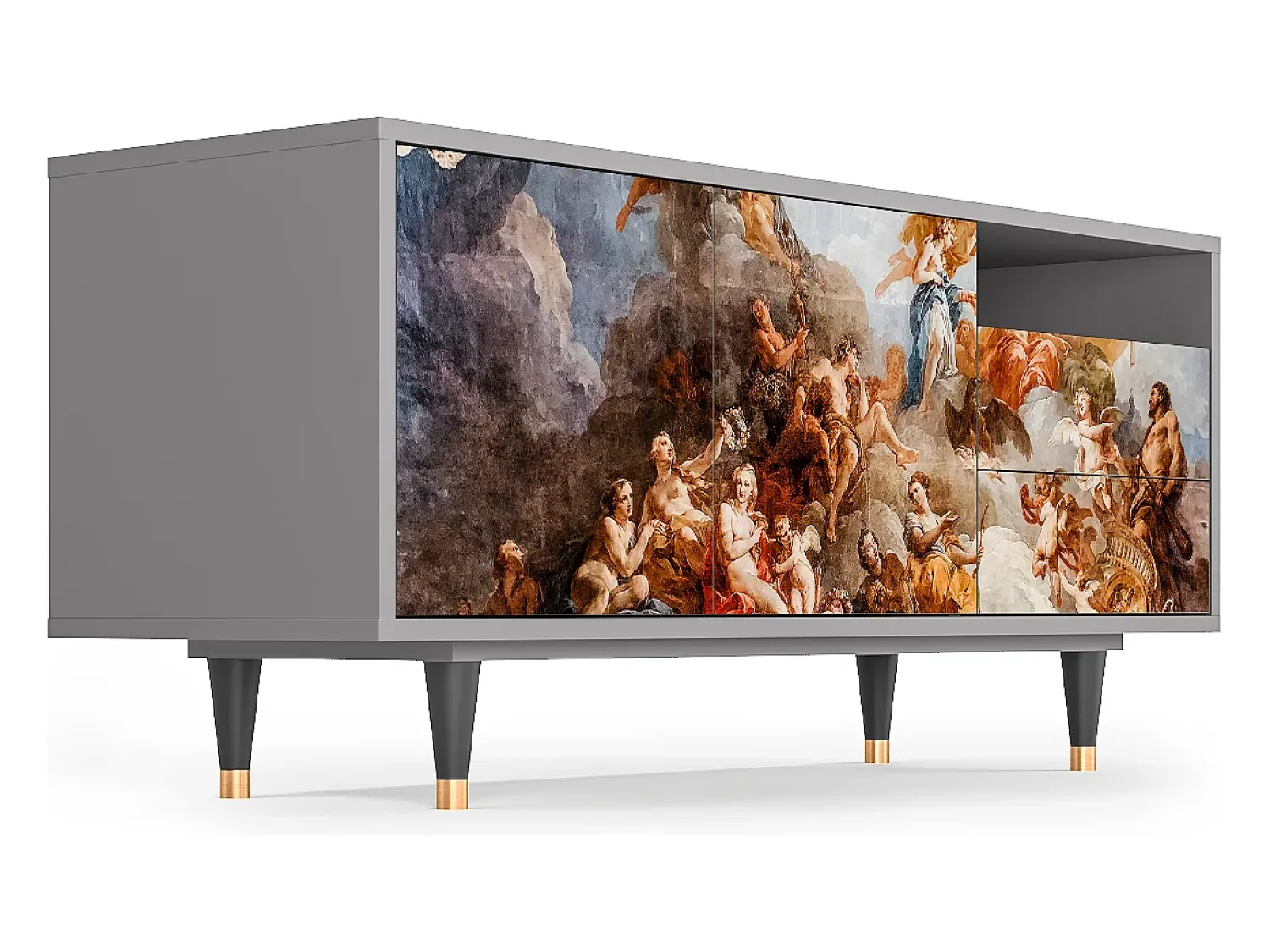 Móvel De Tv| Mueble de TV - 125х56х41 cm - T7 - Versailles, Cinza Cinzento